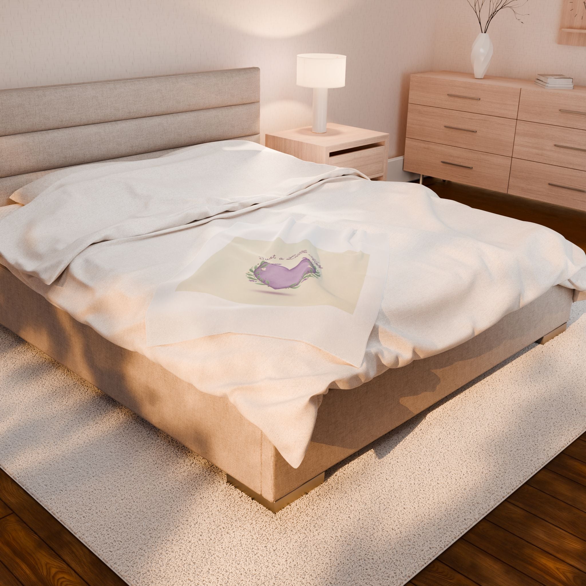 Just a Little Hope Heart, Velveteen Plush Blanket | Positive Micro-Optimism, Lavender