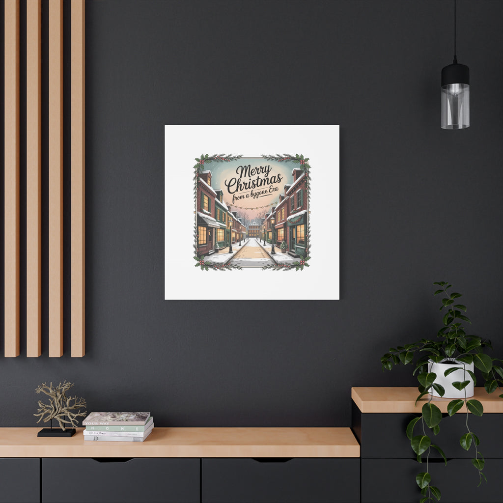 Merry Christmas Vintage Postcard Canvas | Retro Holiday Card Design