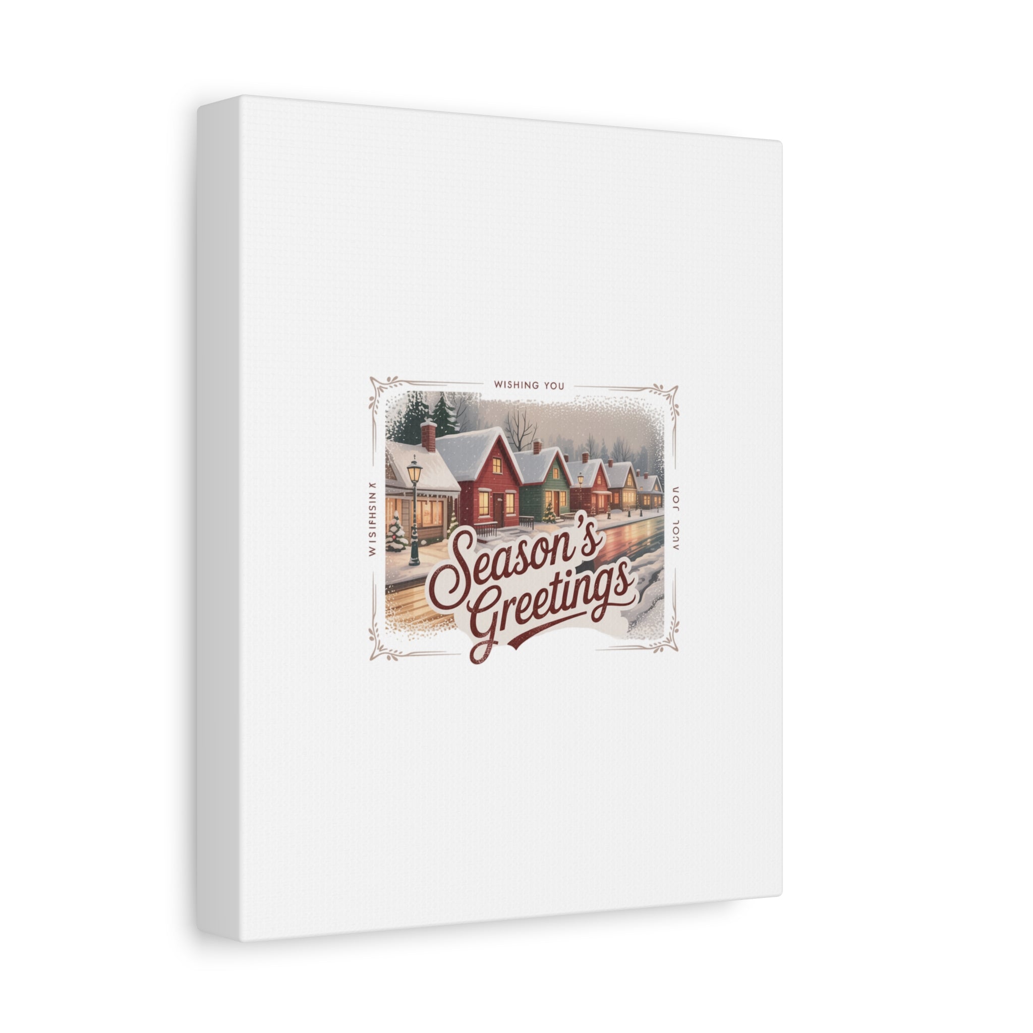 Season's Greetings Vintage Christmas Postcard Canvas | Retro Holiday Wall Art