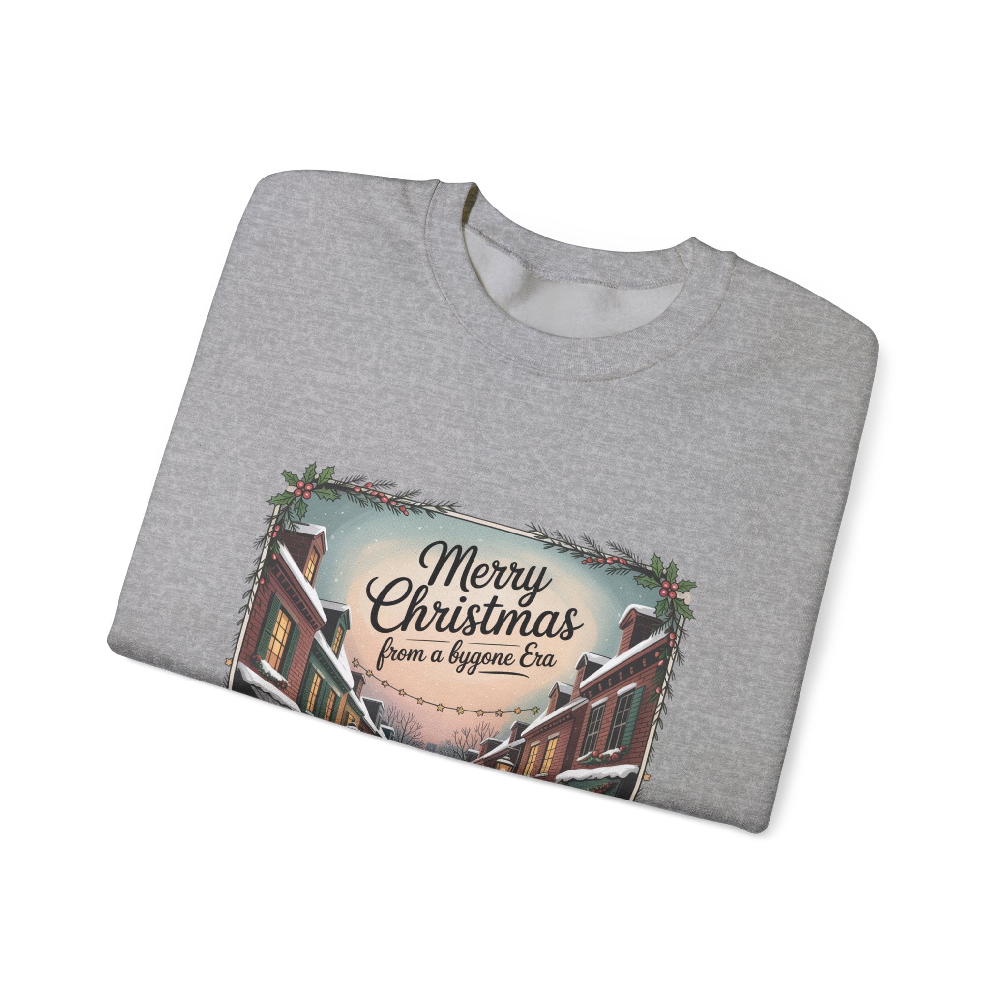Vintage Christmas Postcard Sweatshirt | retro holiday card design, sepia holiday