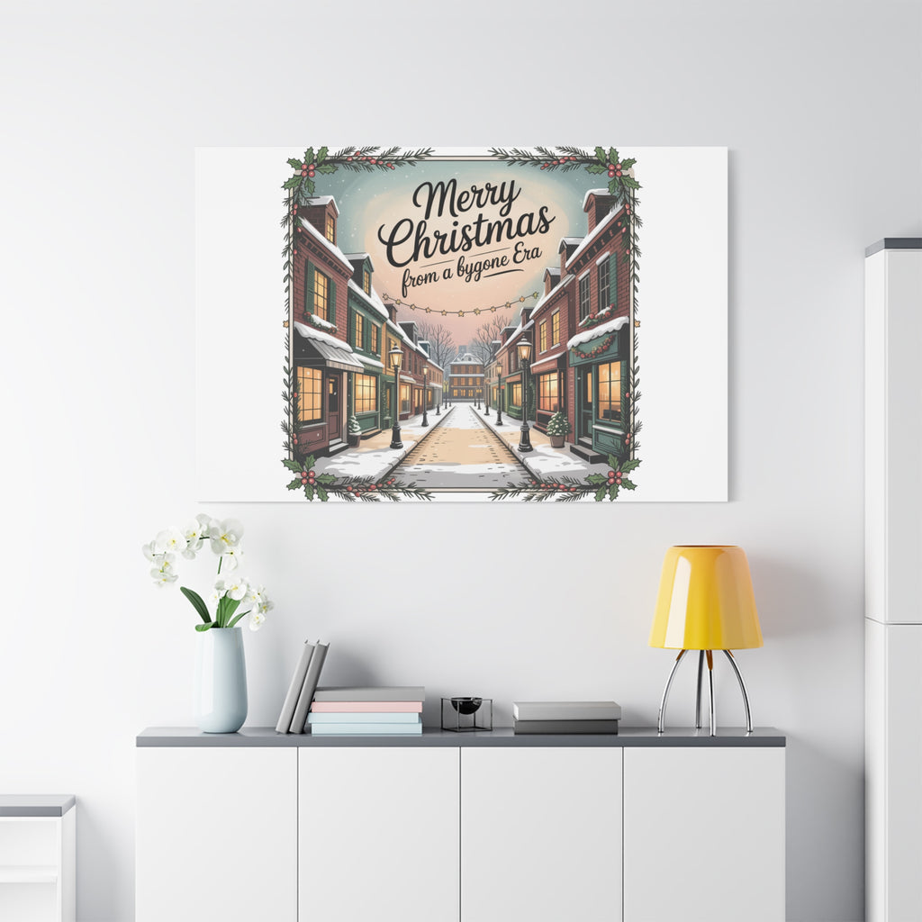 Merry Christmas Vintage Postcard Canvas | Retro Holiday Card Design