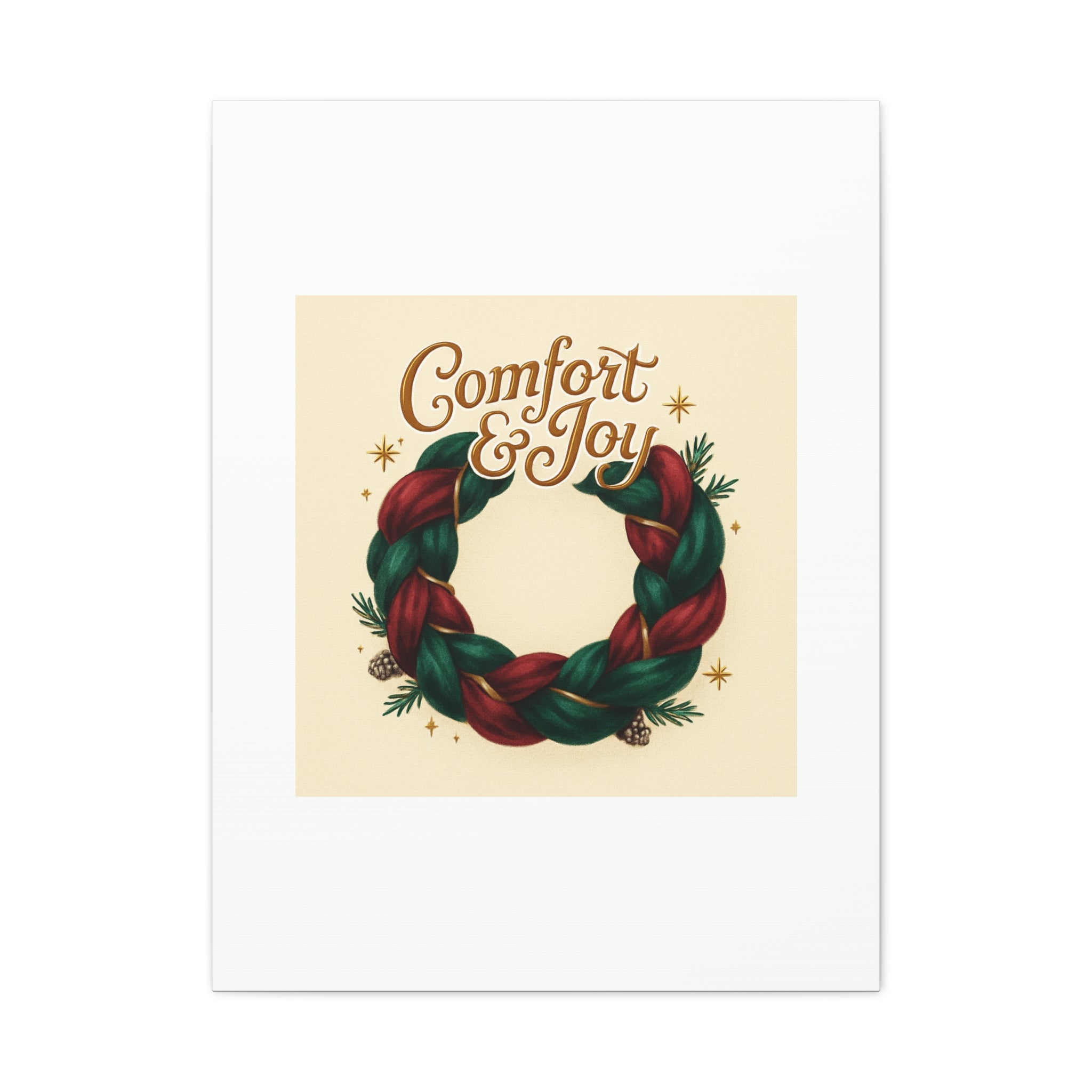 Christmas Wreath Canvas - "Comfort & Joy" Holiday Wall Art