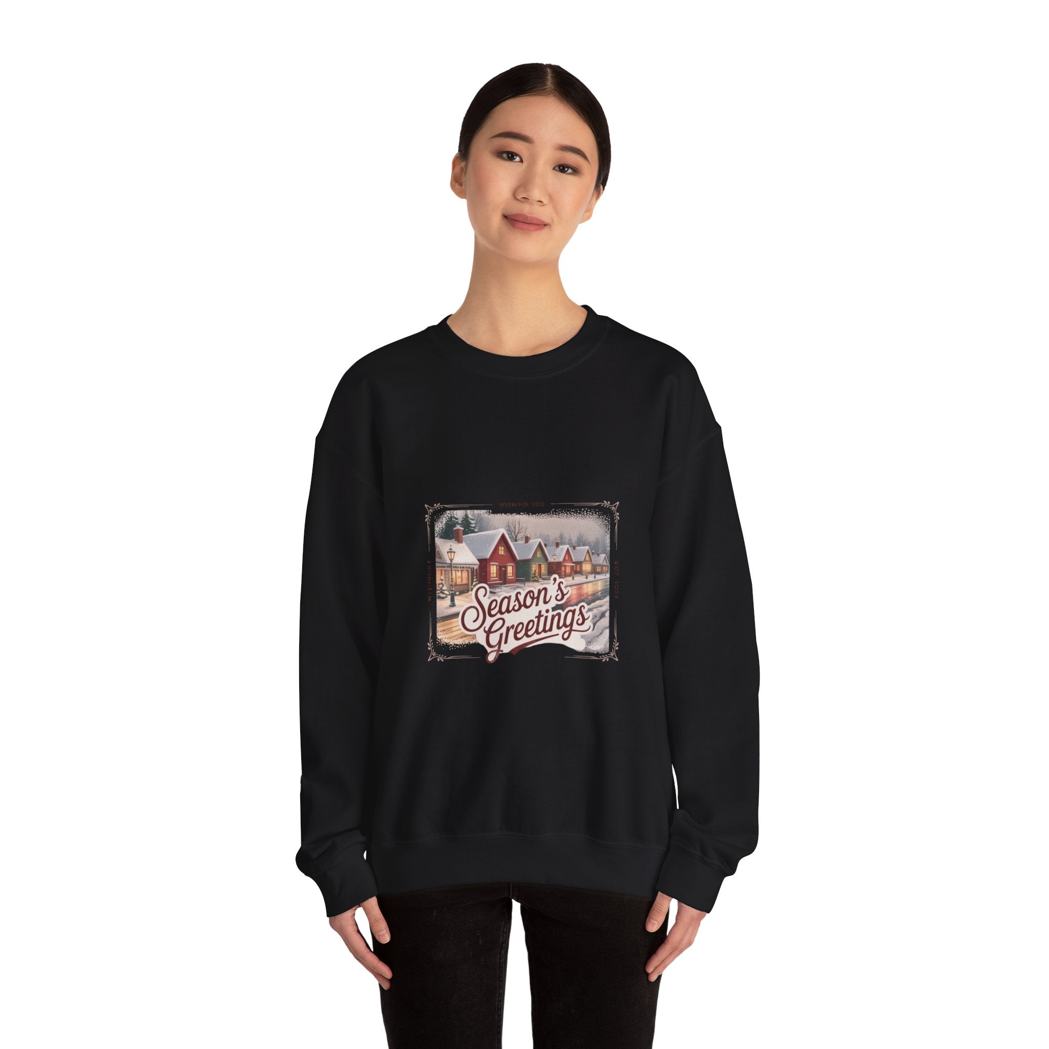 Vintage Christmas Postcard Crewneck Sweatshirt | retro holiday card design, sepia holiday