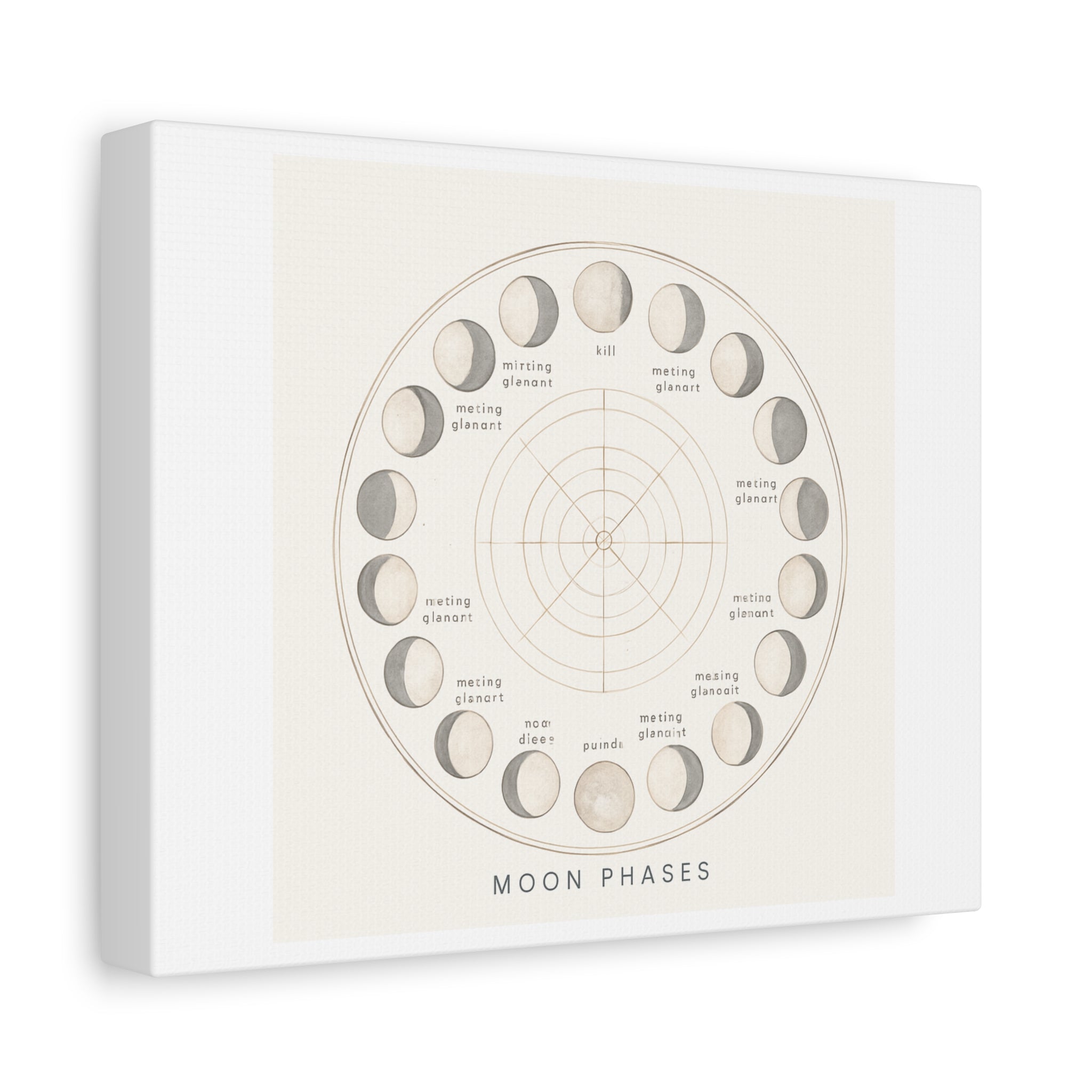 Moon Phases Canvas Print — Neutral Lunar Cycle Wall Art