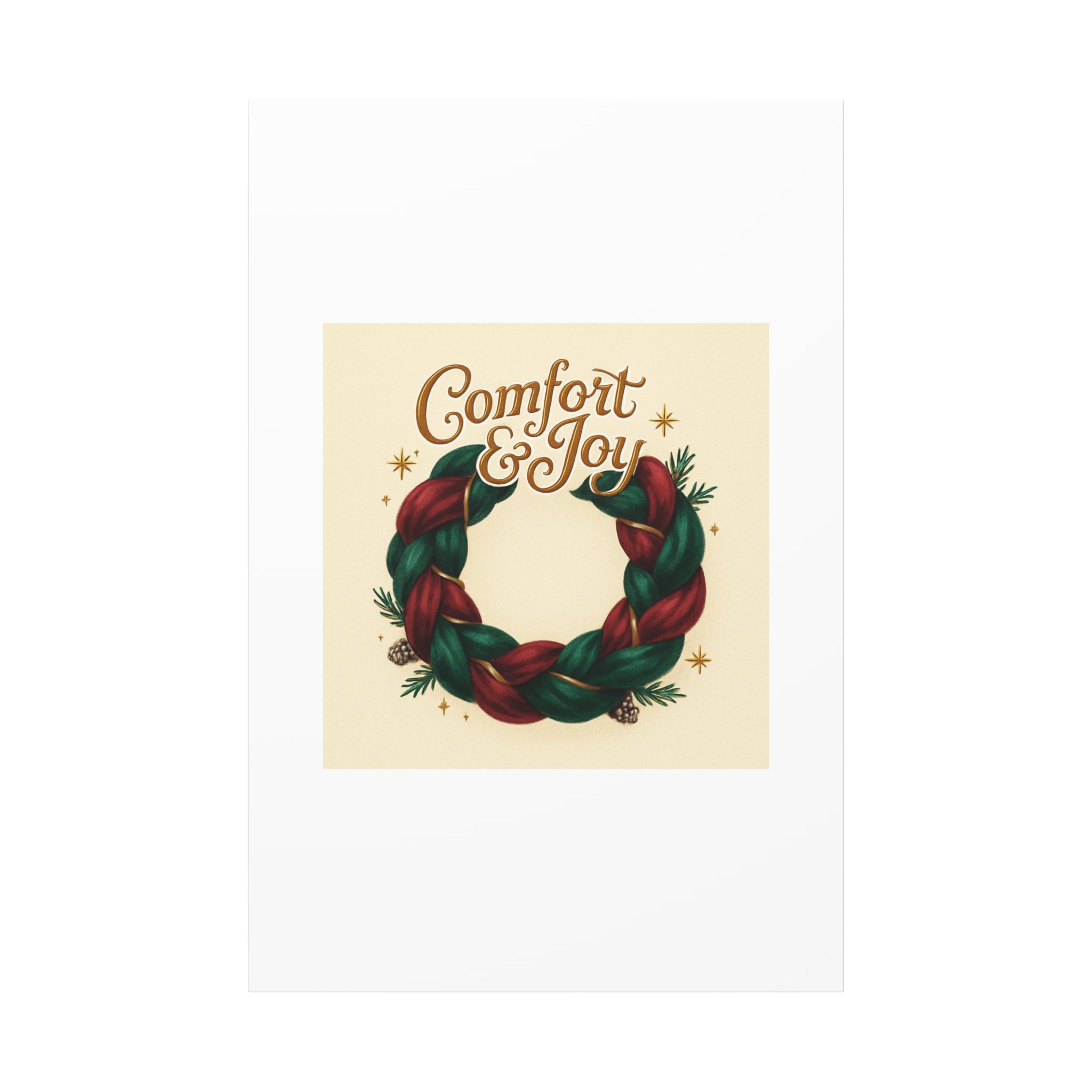 Christmas Wreath Canvas - "Comfort & Joy" Holiday Wall Art
