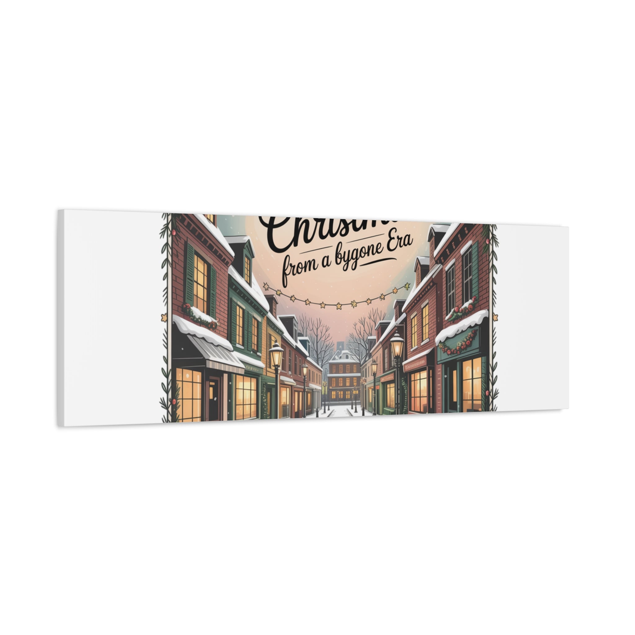 Merry Christmas Vintage Postcard Canvas | Retro Holiday Card Design