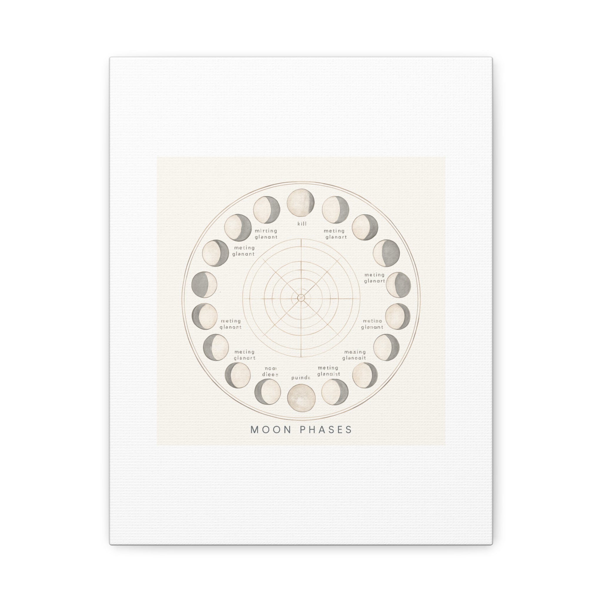 Moon Phases Canvas Print — Neutral Lunar Cycle Wall Art