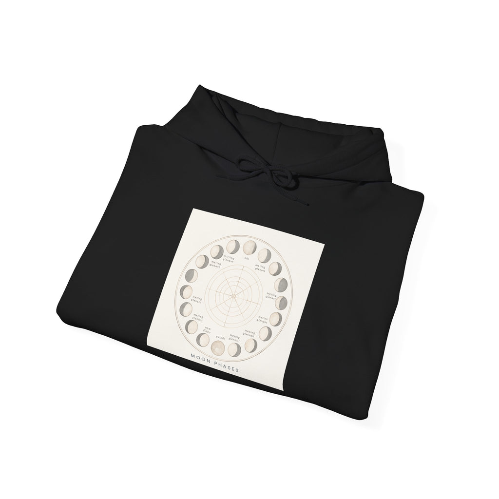 Moon Phase Hoodie — Minimal Lunar Cycle Graphic Sweatshirt