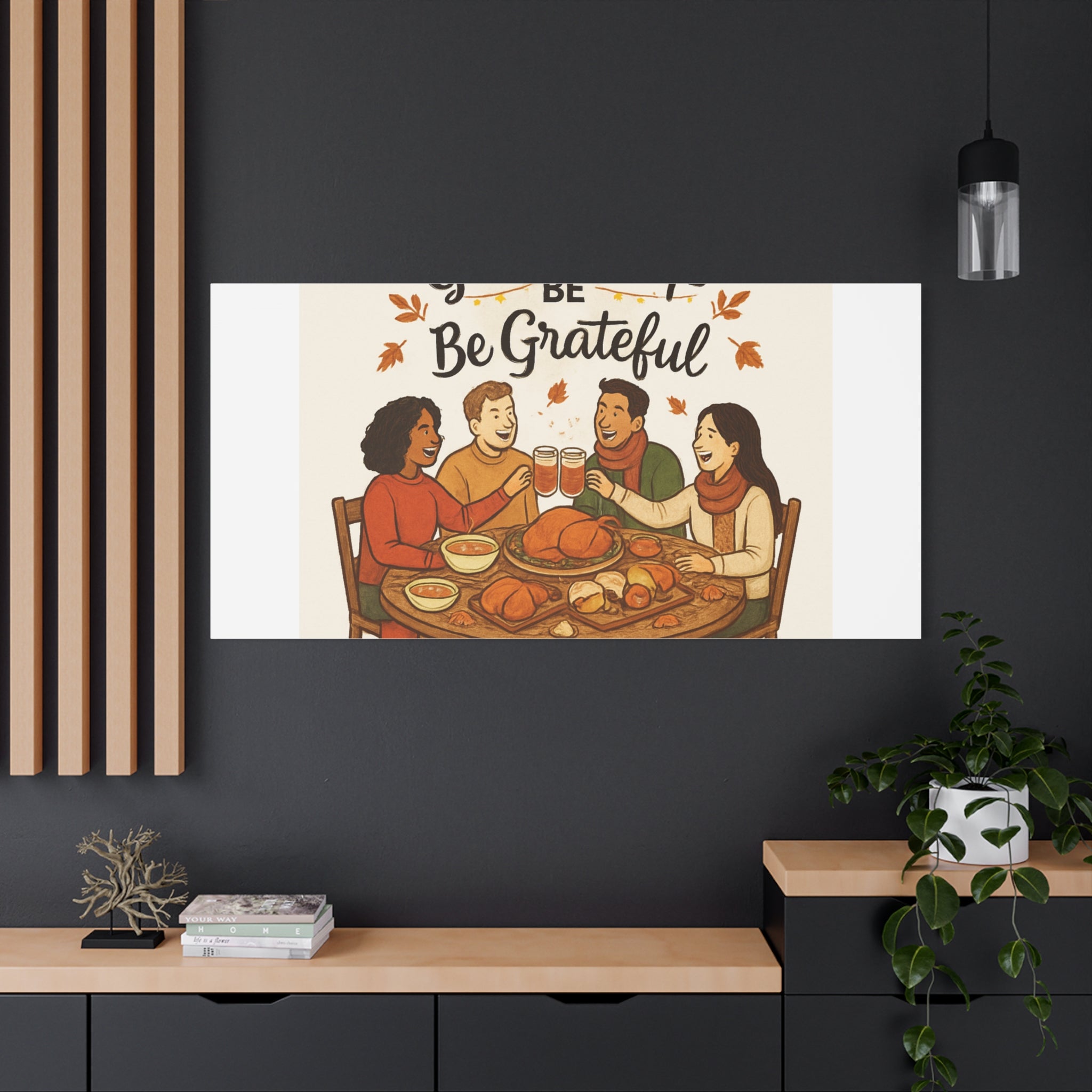Gather, Sip, Be Grateful Canvas — Thanksgiving Wall Art