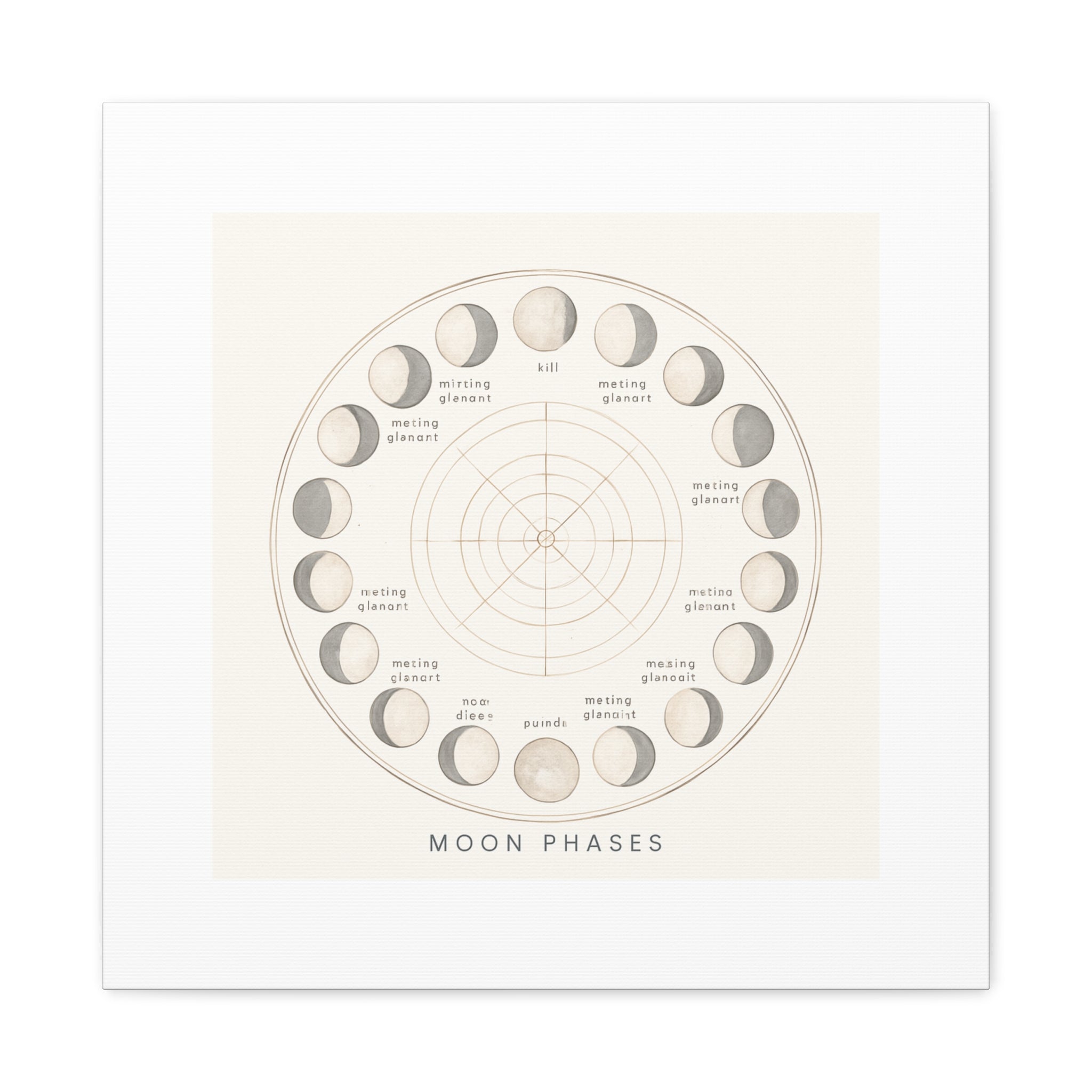 Moon Phases Canvas Print — Neutral Lunar Cycle Wall Art