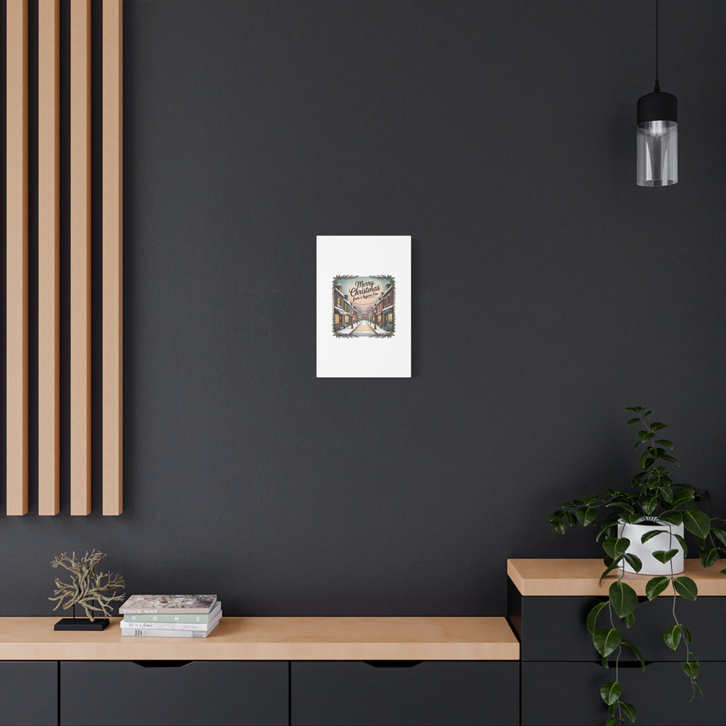 Merry Christmas Vintage Postcard Canvas | Retro Holiday Card Design