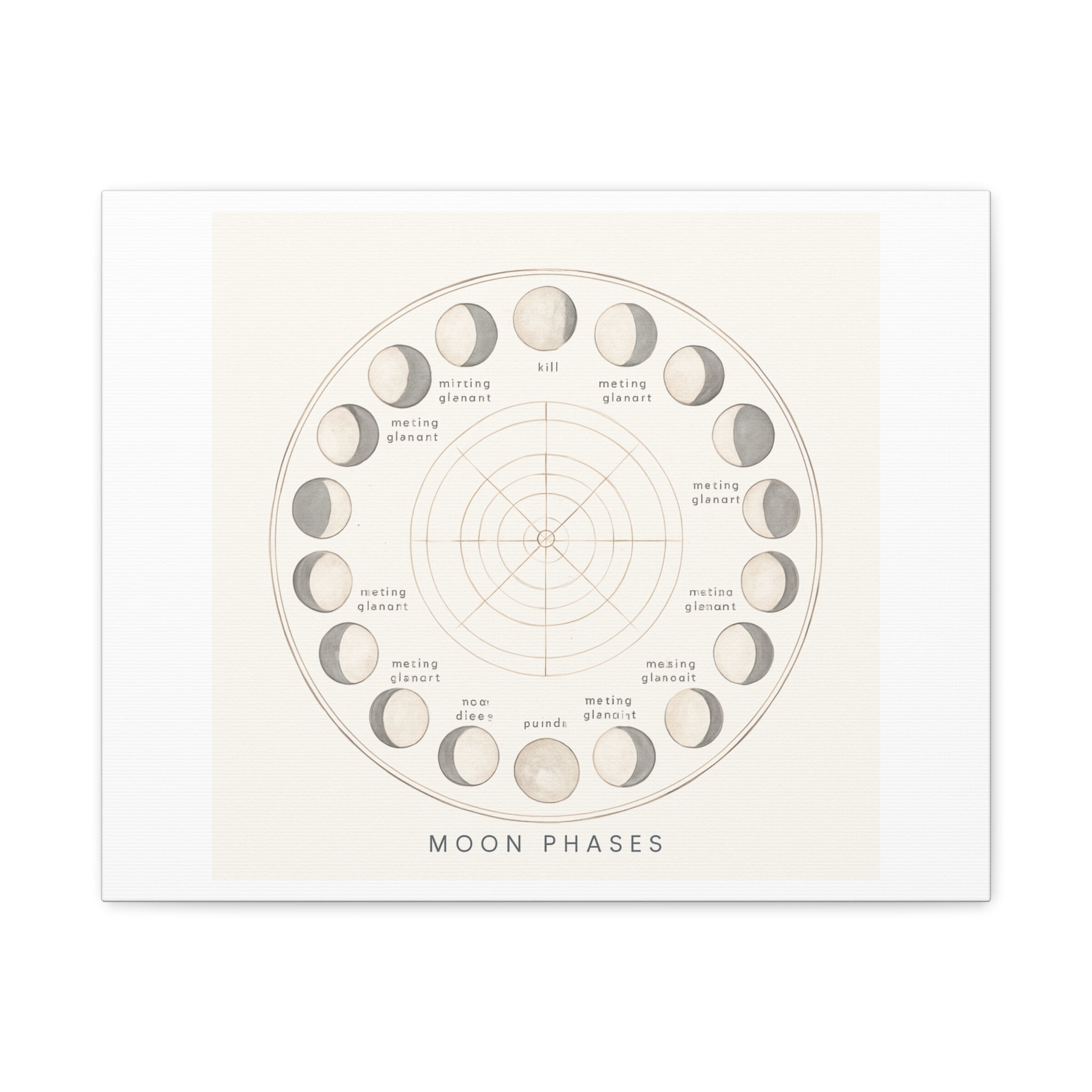 Moon Phases Canvas Print — Neutral Lunar Cycle Wall Art