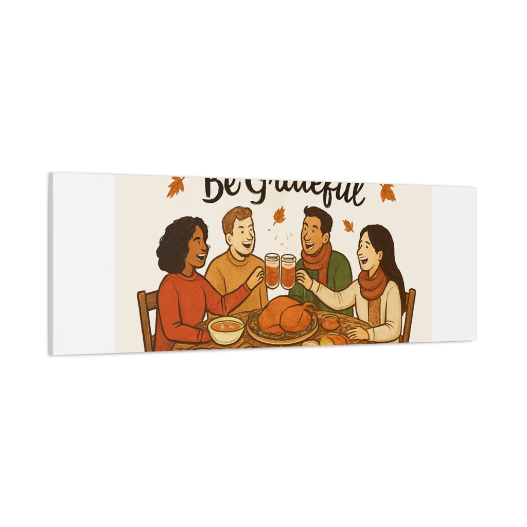 Gather, Sip, Be Grateful Canvas — Thanksgiving Wall Art