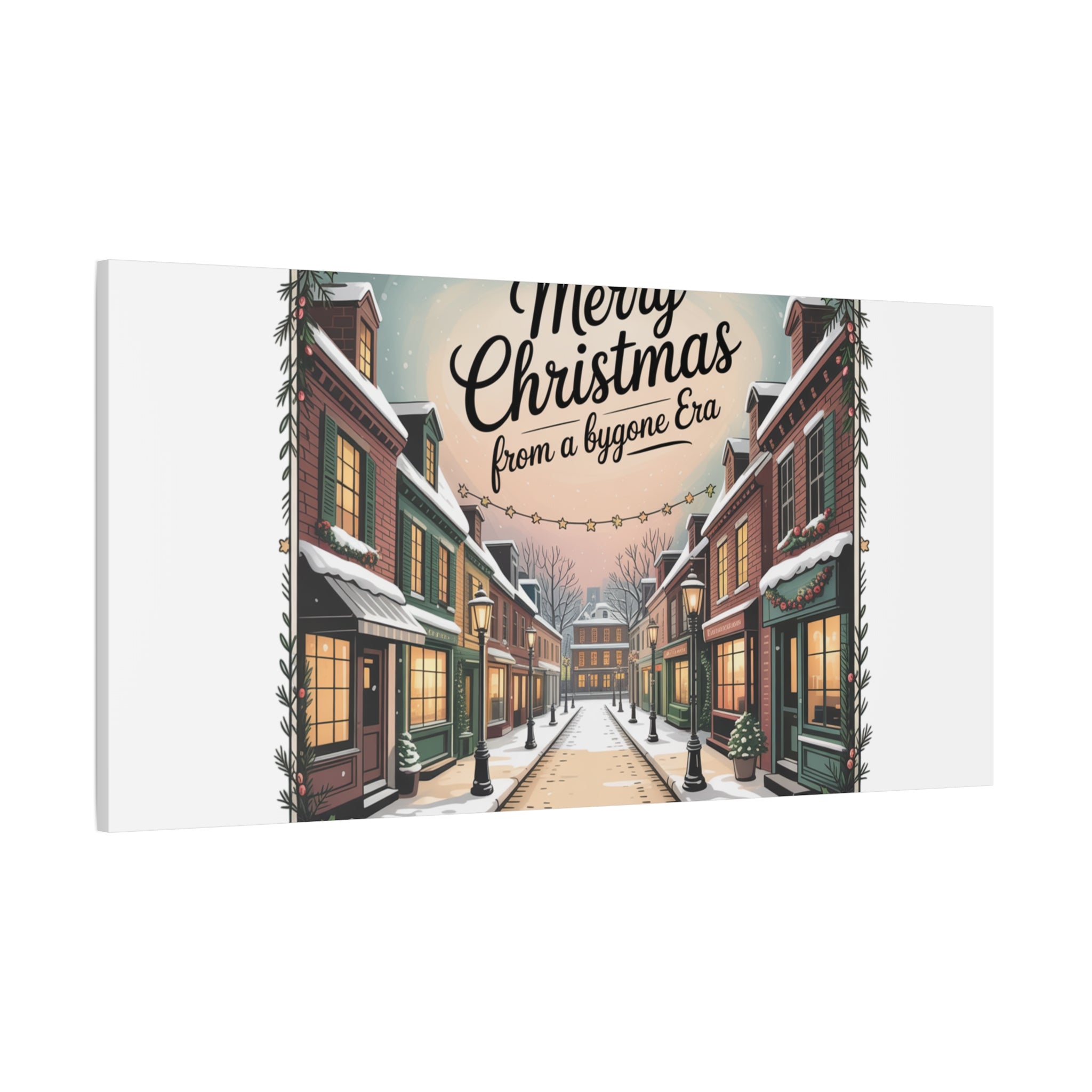 Merry Christmas Vintage Postcard Canvas | Retro Holiday Card Design