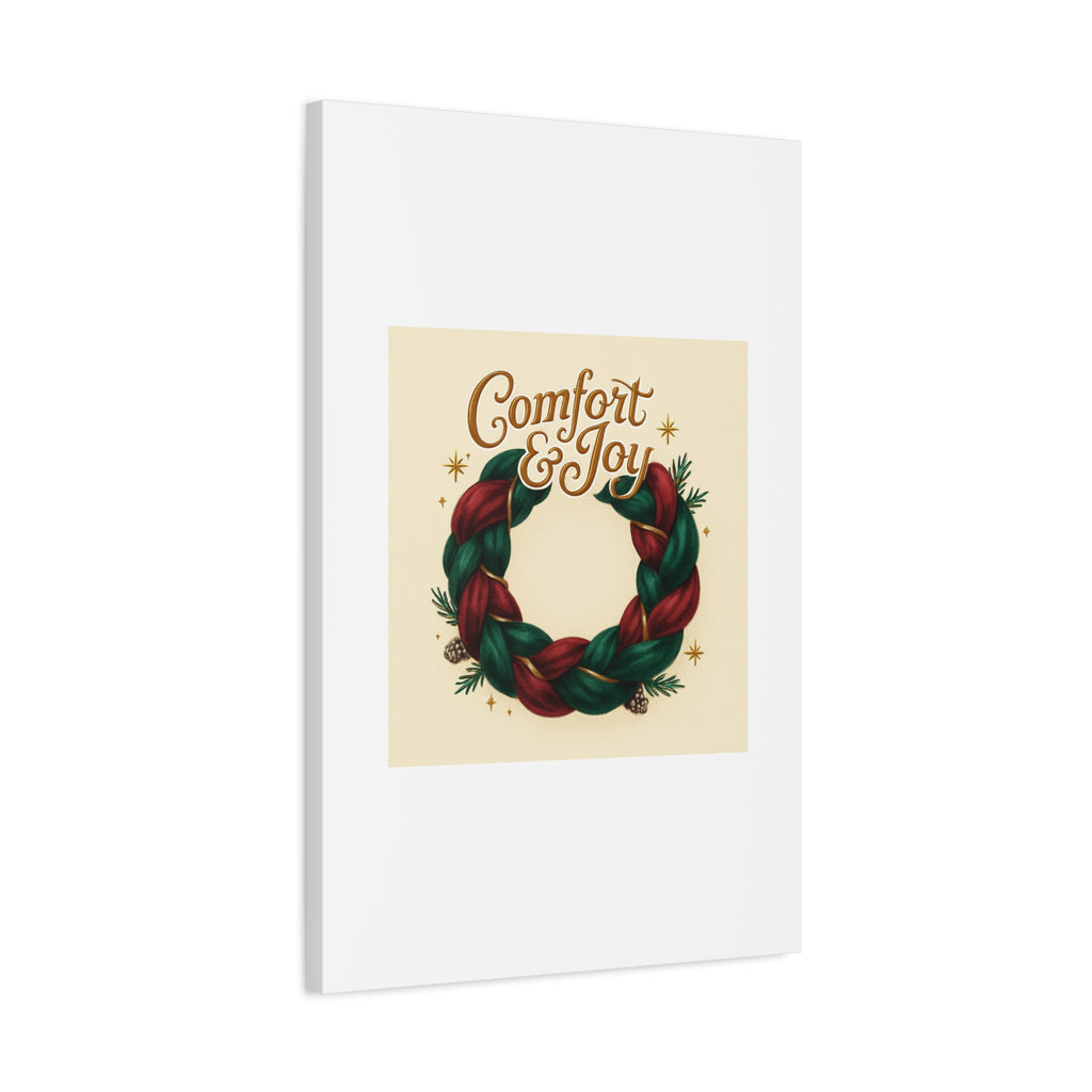 Christmas Wreath Canvas - "Comfort & Joy" Holiday Wall Art