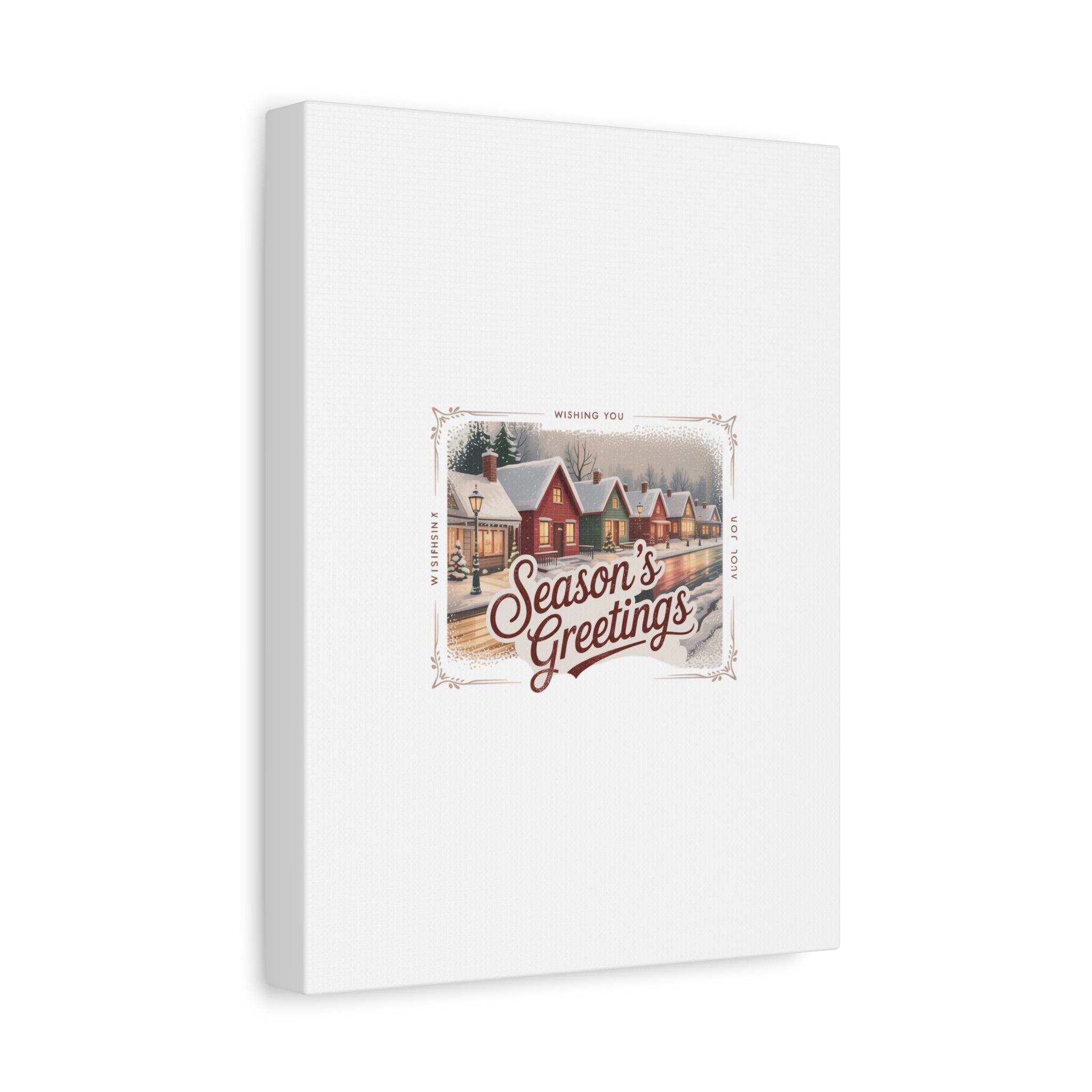 Season's Greetings Vintage Christmas Postcard Canvas | Retro Holiday Wall Art