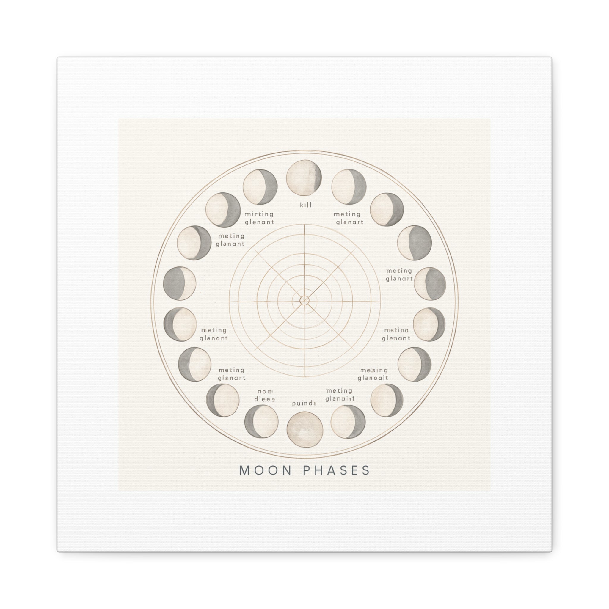 Moon Phases Canvas Print — Neutral Lunar Cycle Wall Art