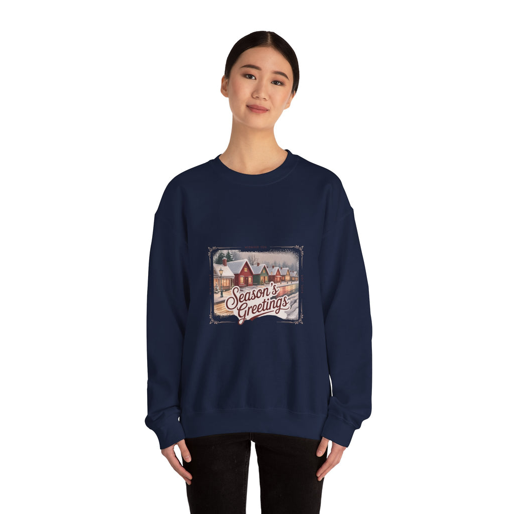 Vintage Christmas Postcard Crewneck Sweatshirt | retro holiday card design, sepia holiday