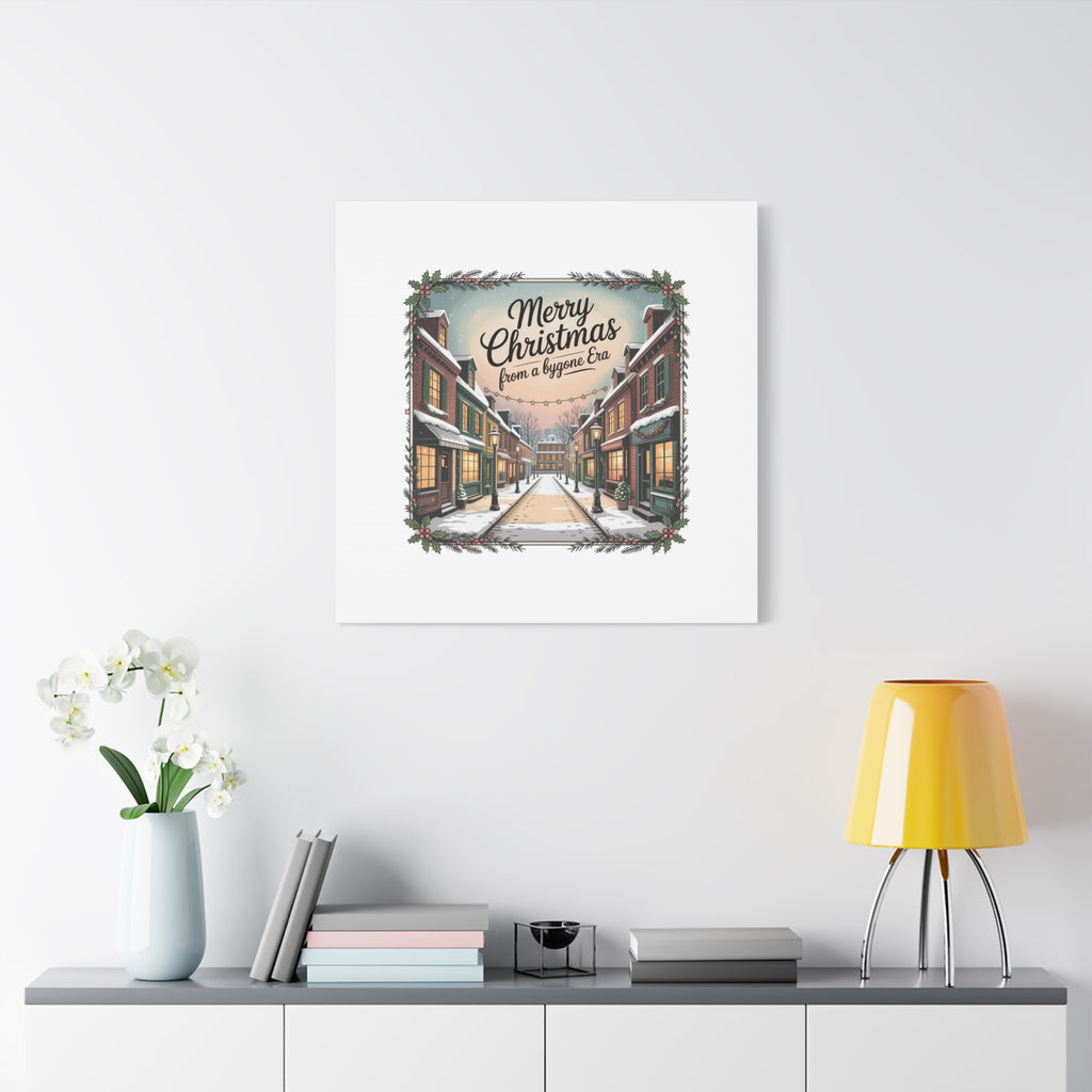Merry Christmas Vintage Postcard Canvas | Retro Holiday Card Design