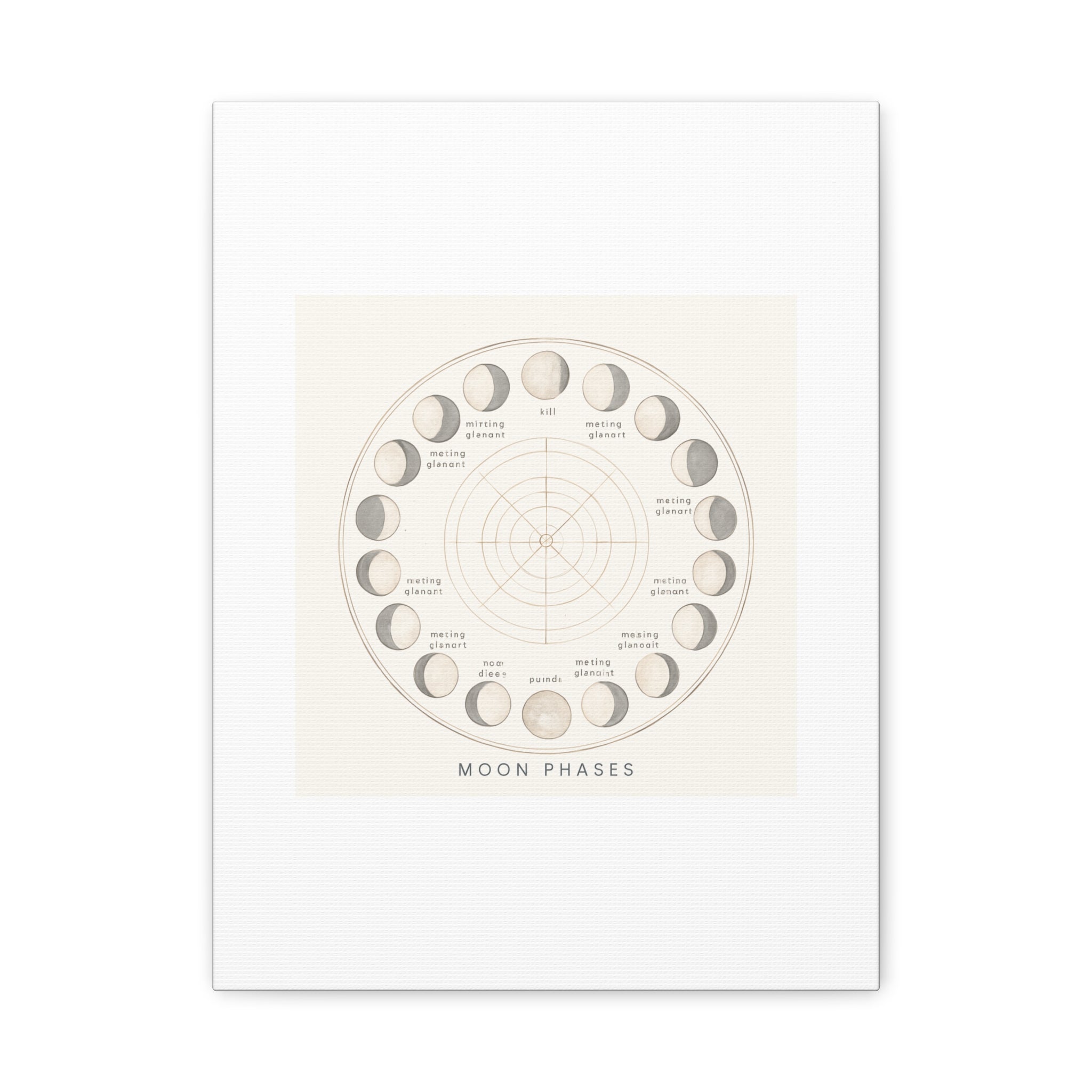 Moon Phases Canvas Print — Neutral Lunar Cycle Wall Art