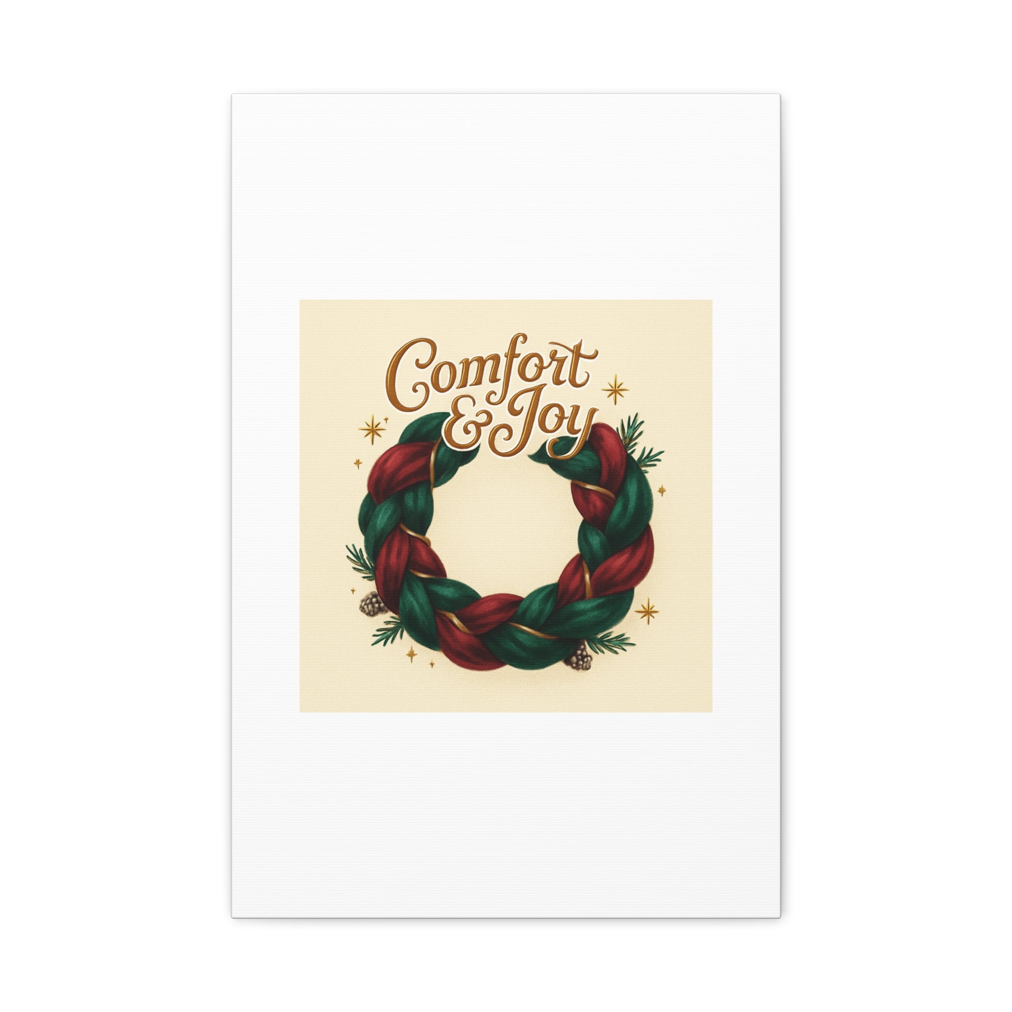 Christmas Wreath Canvas - "Comfort & Joy" Holiday Wall Art