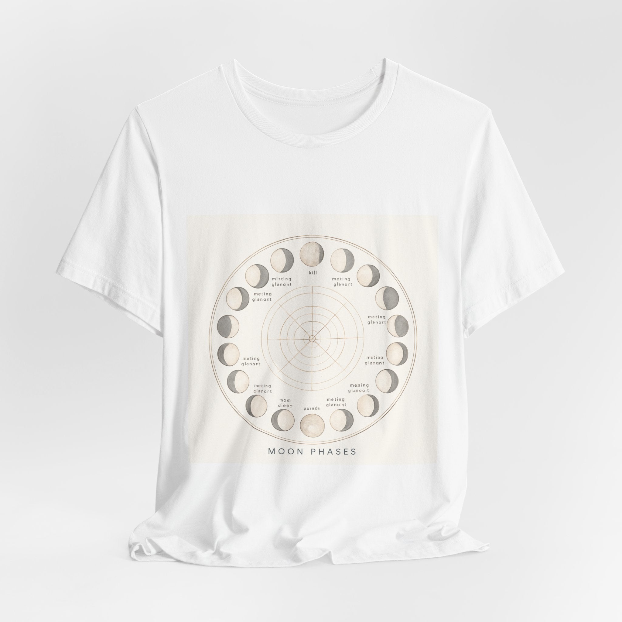 Moon Phases T-Shirt — Illustrated Lunar Cycle Tee