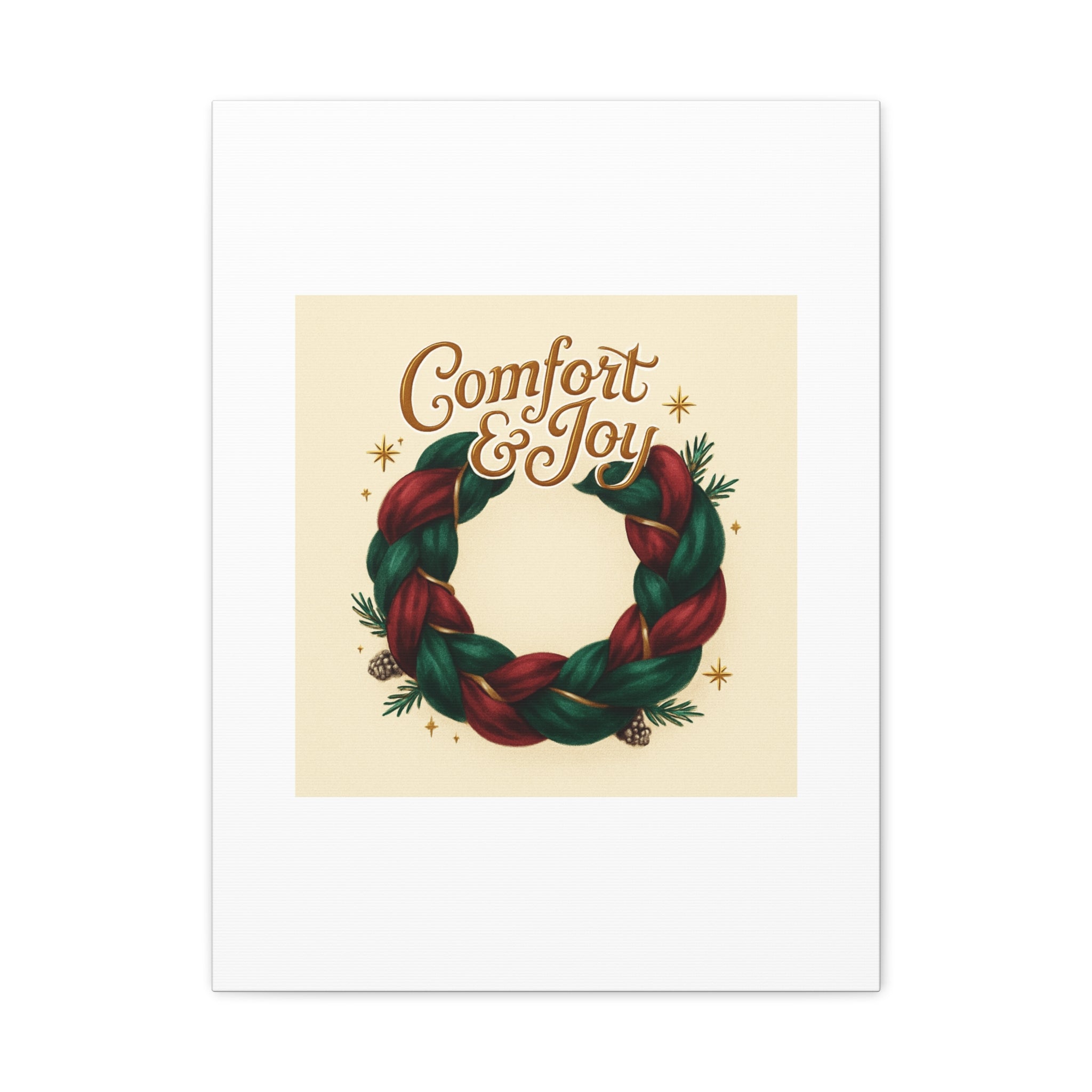 Christmas Wreath Canvas - "Comfort & Joy" Holiday Wall Art
