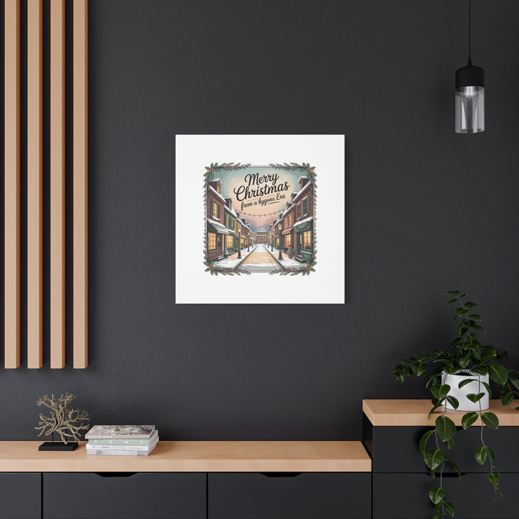 Merry Christmas Vintage Postcard Canvas | Retro Holiday Card Design