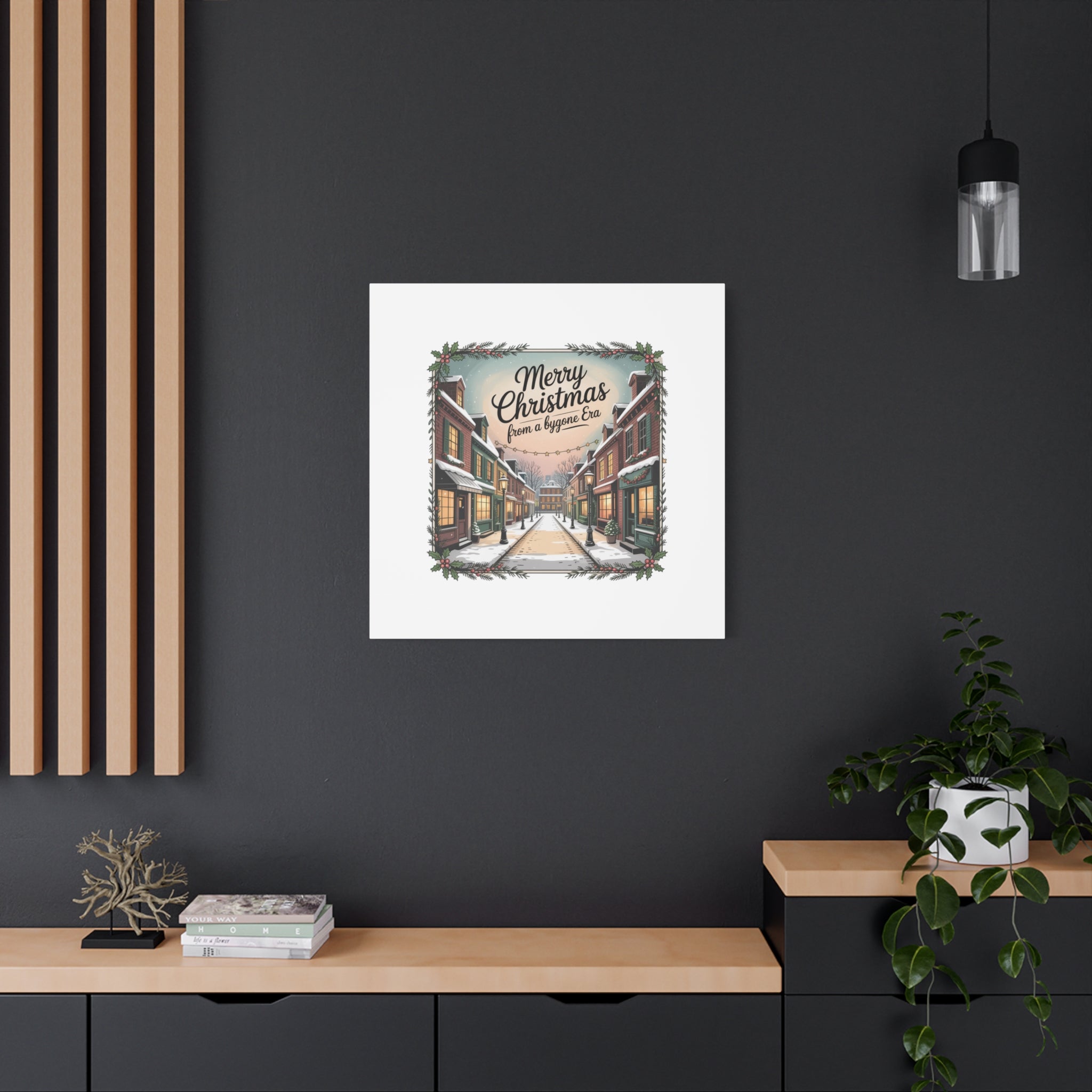 Merry Christmas Vintage Postcard Canvas | Retro Holiday Card Design