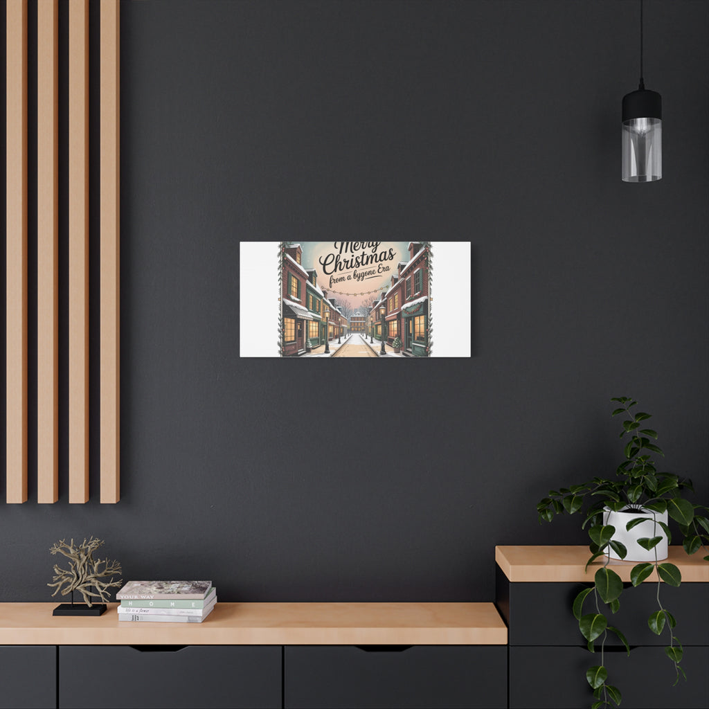 Merry Christmas Vintage Postcard Canvas | Retro Holiday Card Design