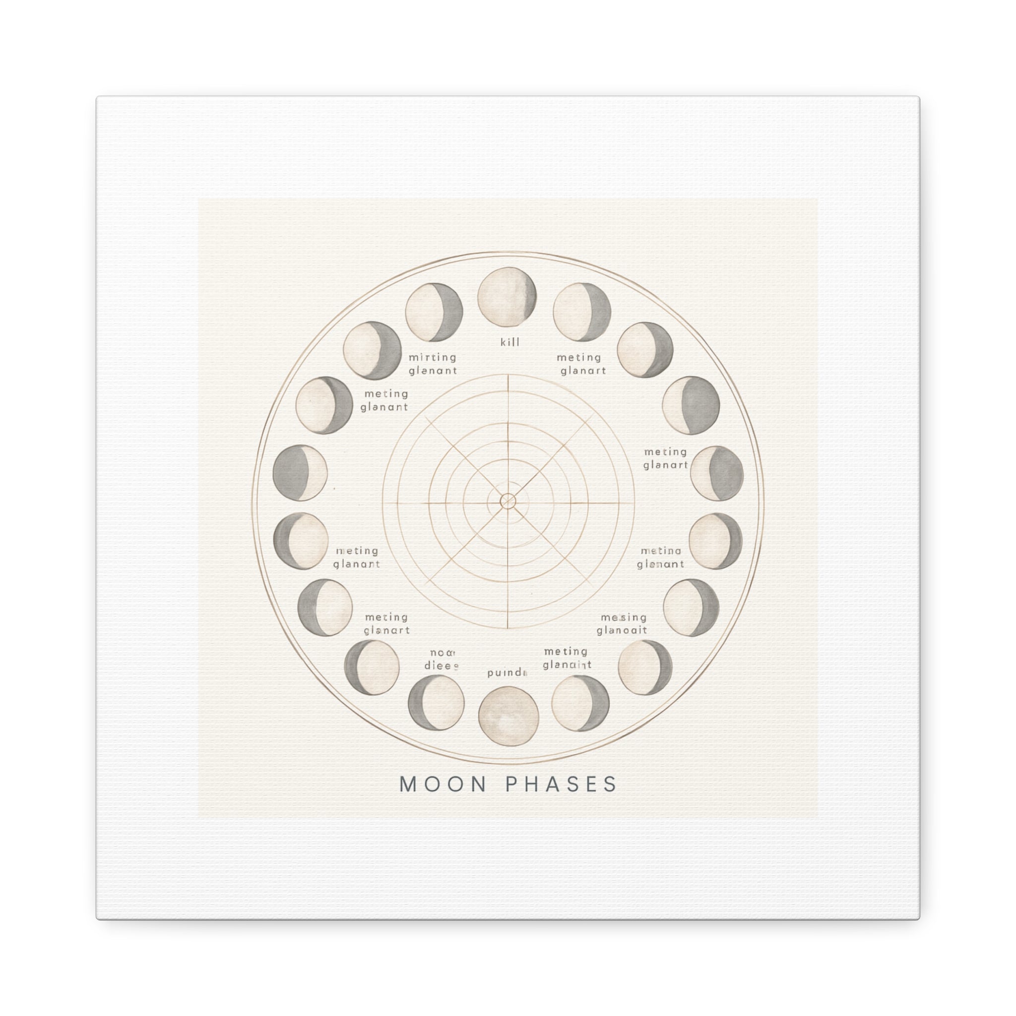 Moon Phases Canvas Print — Neutral Lunar Cycle Wall Art
