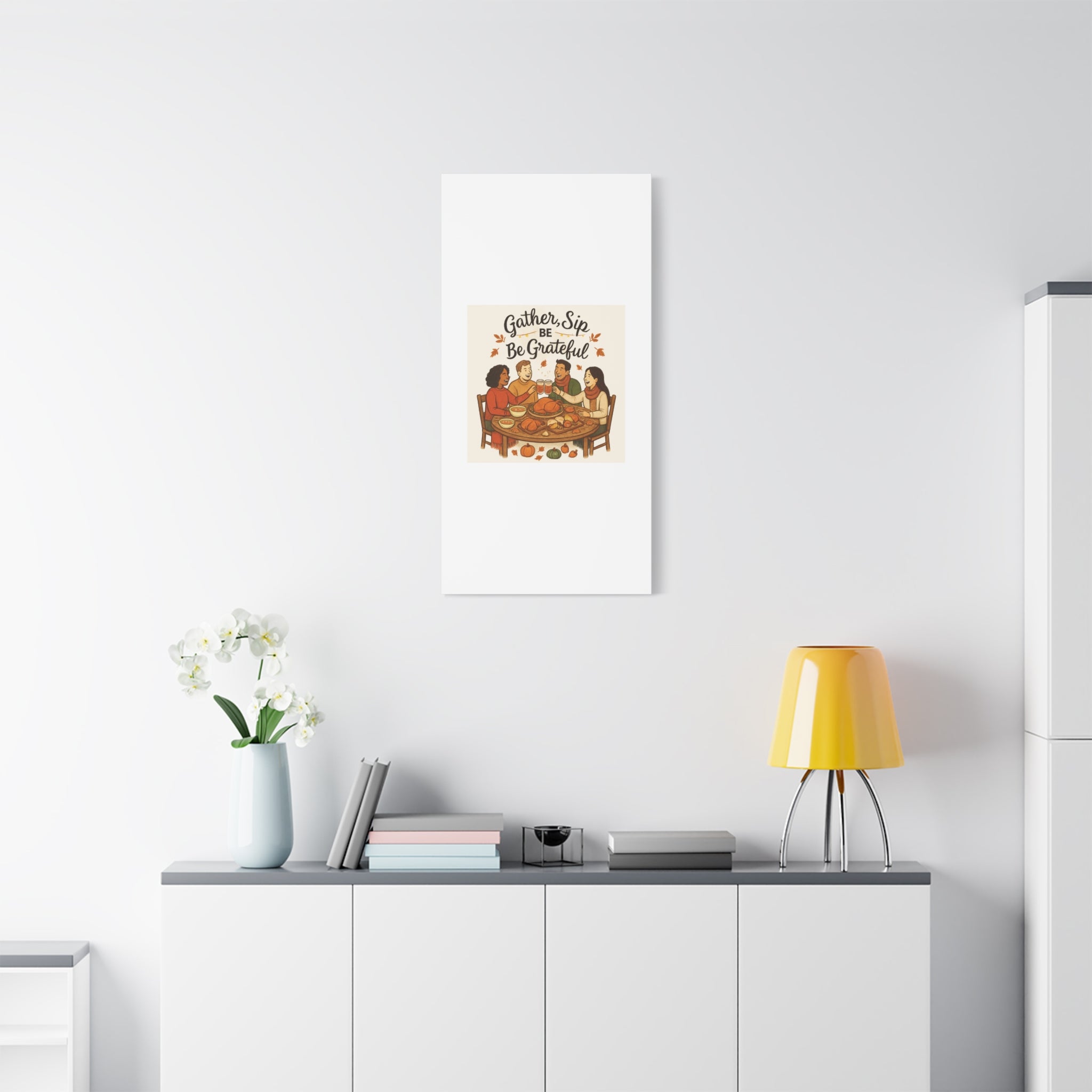 Gather, Sip, Be Grateful Canvas — Thanksgiving Wall Art