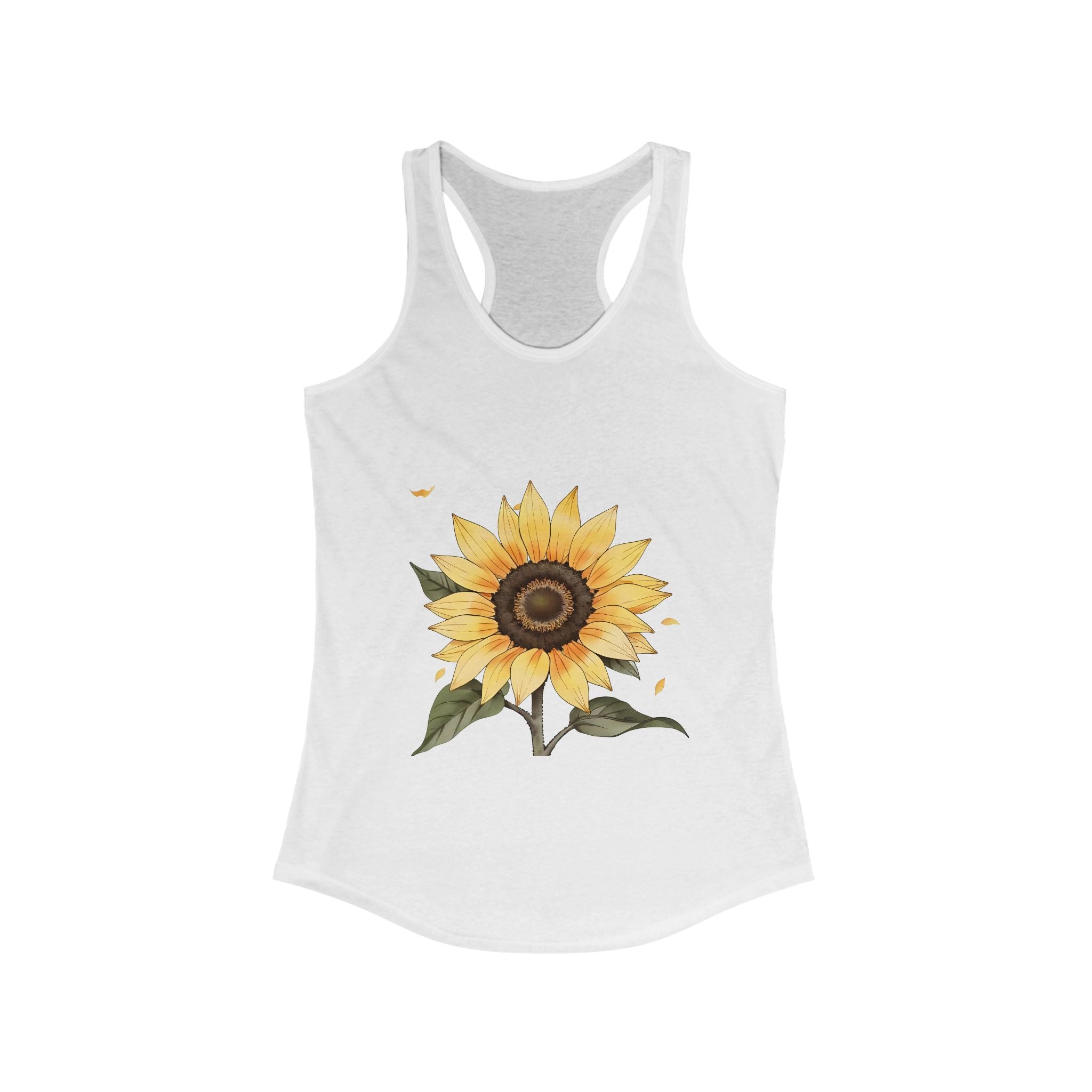 Sunflower Tank Top, Women's Racerback Tank, Floral Sleeveless Shirt, Summer Flower Camisole, Cute Woman's Top