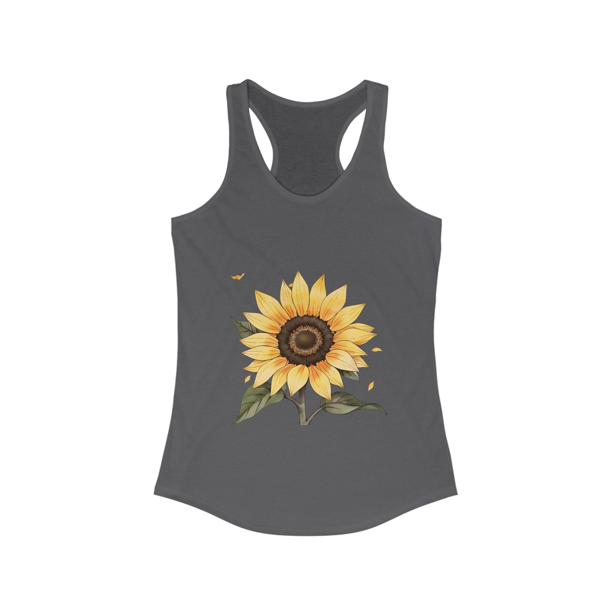 Sunflower Tank Top, Women's Racerback Tank, Floral Sleeveless Shirt, Summer Flower Camisole, Cute Woman's Top