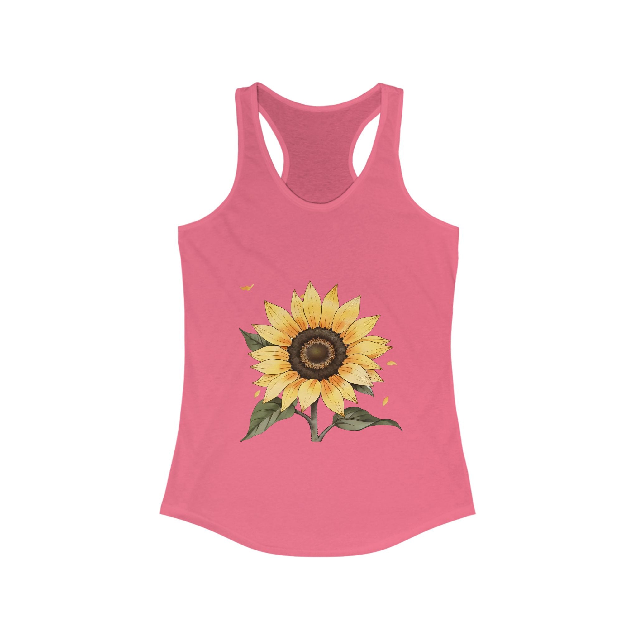 Sunflower Tank Top, Women's Racerback Tank, Floral Sleeveless Shirt, Summer Flower Camisole, Cute Woman's Top