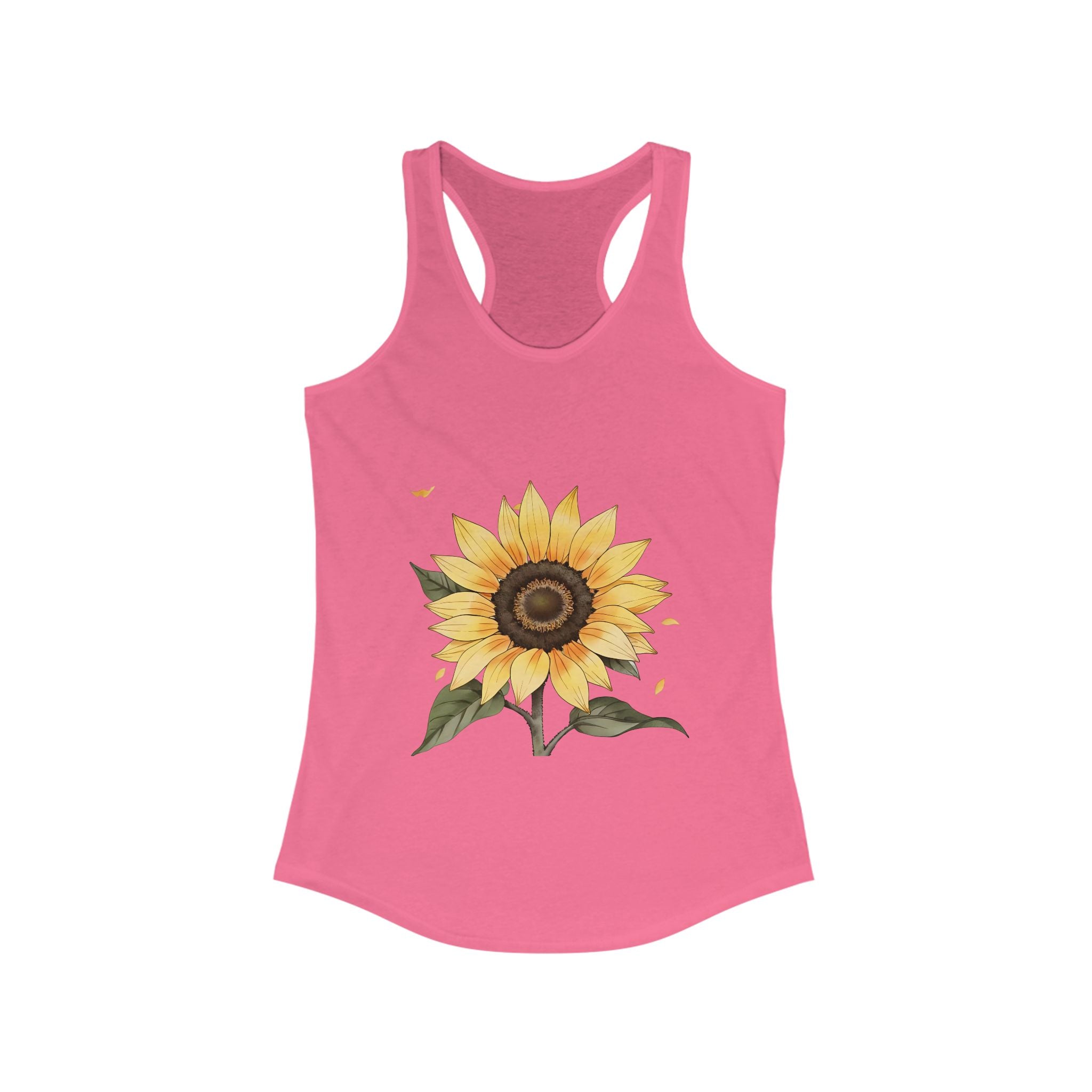 Sunflower Tank Top, Women's Racerback Tank, Floral Sleeveless Shirt, Summer Flower Camisole, Cute Woman's Top