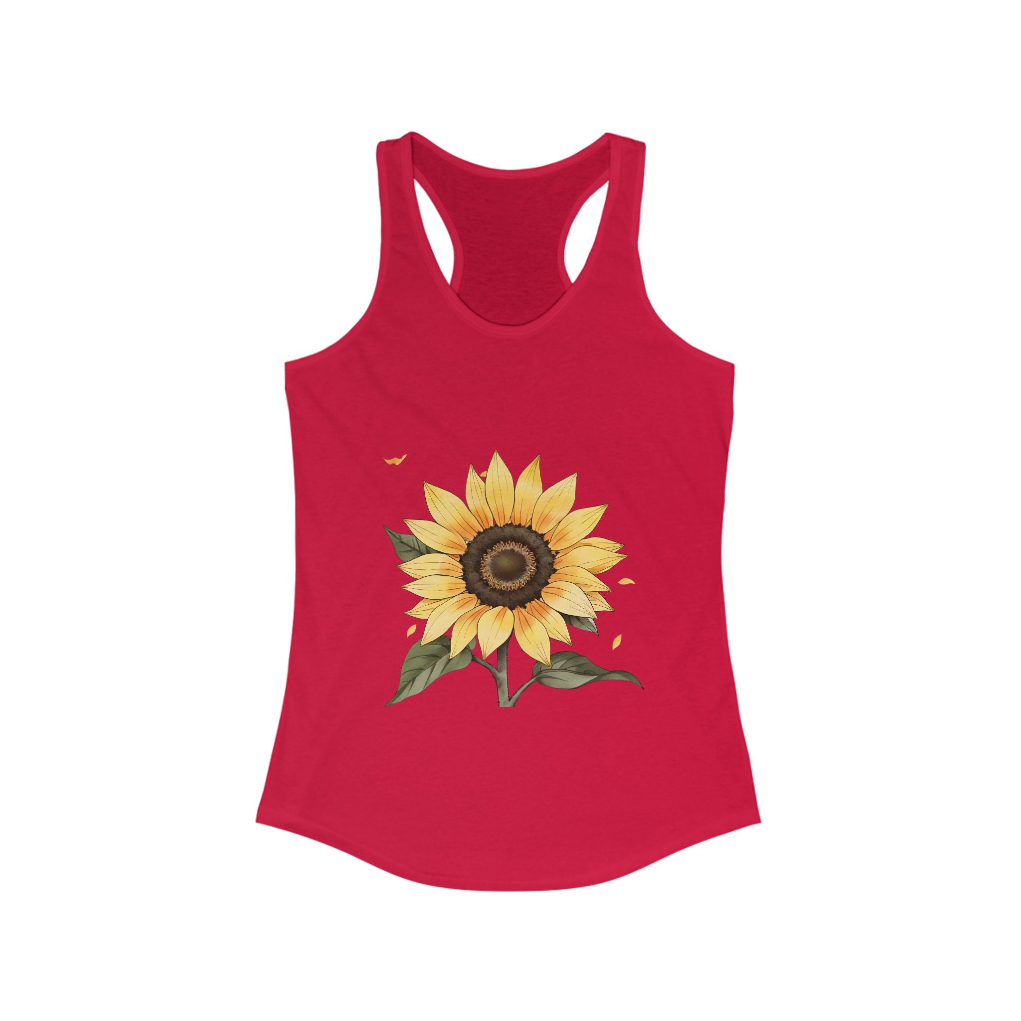 Sunflower Tank Top, Women's Racerback Tank, Floral Sleeveless Shirt, Summer Flower Camisole, Cute Woman's Top