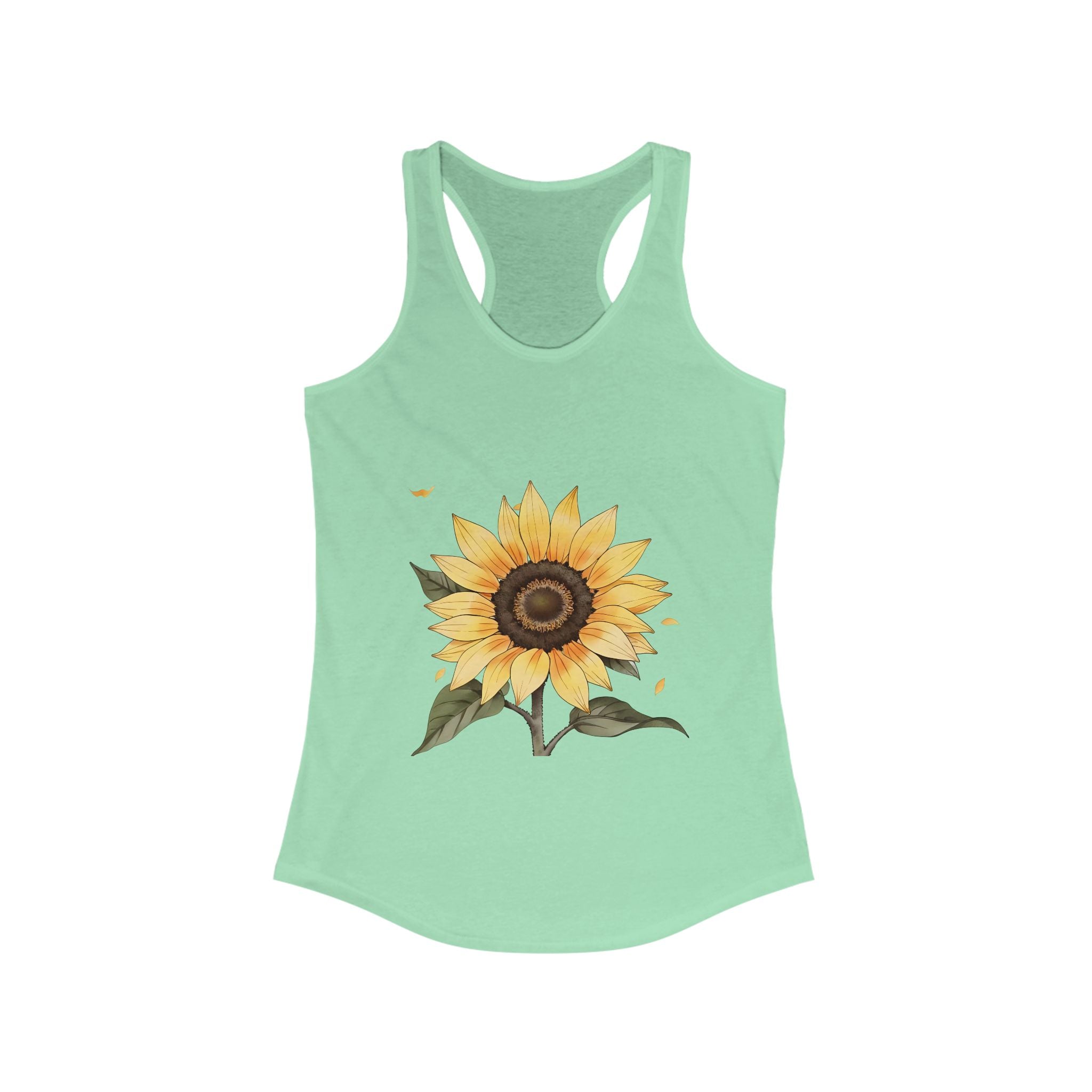 Sunflower Tank Top, Women's Racerback Tank, Floral Sleeveless Shirt, Summer Flower Camisole, Cute Woman's Top