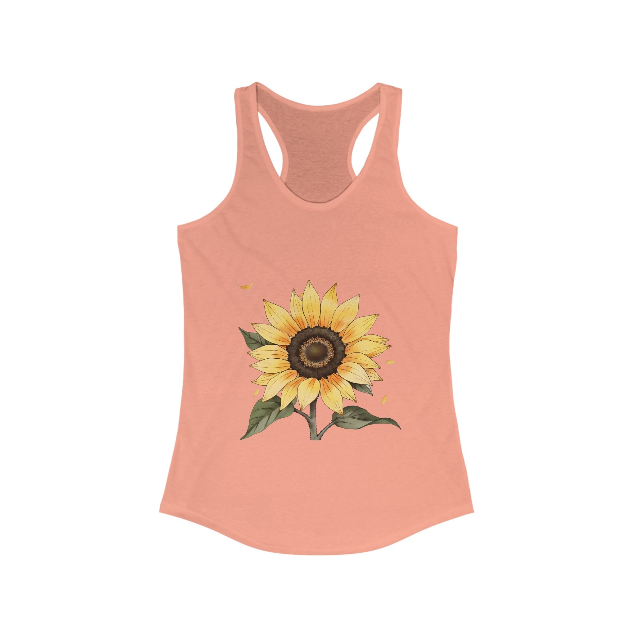 Sunflower Tank Top, Women's Racerback Tank, Floral Sleeveless Shirt, Summer Flower Camisole, Cute Woman's Top