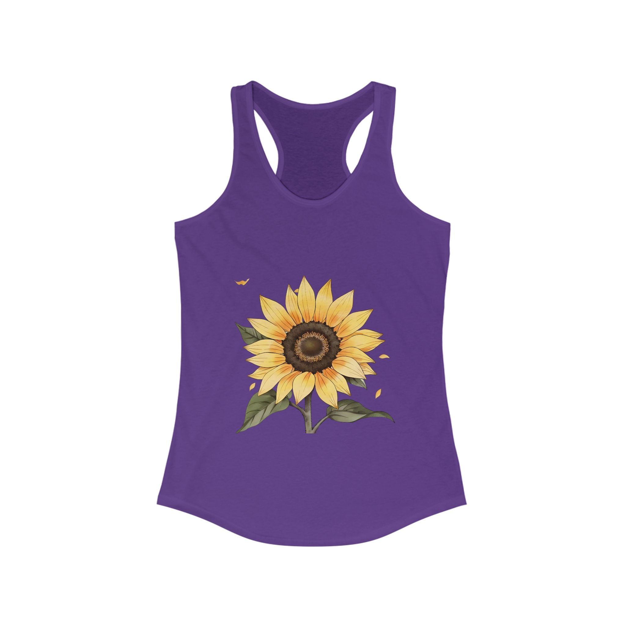 Sunflower Tank Top, Women's Racerback Tank, Floral Sleeveless Shirt, Summer Flower Camisole, Cute Woman's Top