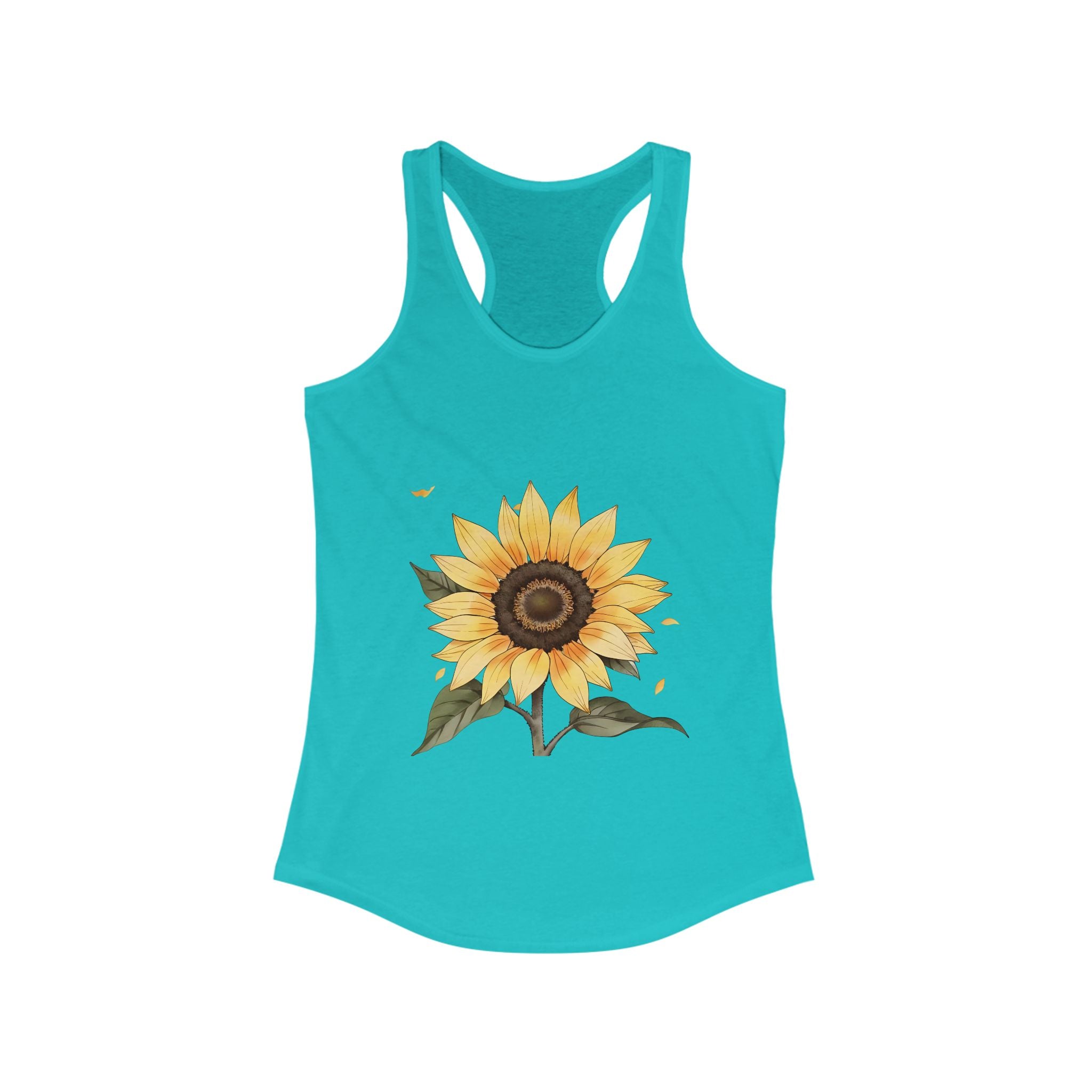 Sunflower Tank Top, Women's Racerback Tank, Floral Sleeveless Shirt, Summer Flower Camisole, Cute Woman's Top