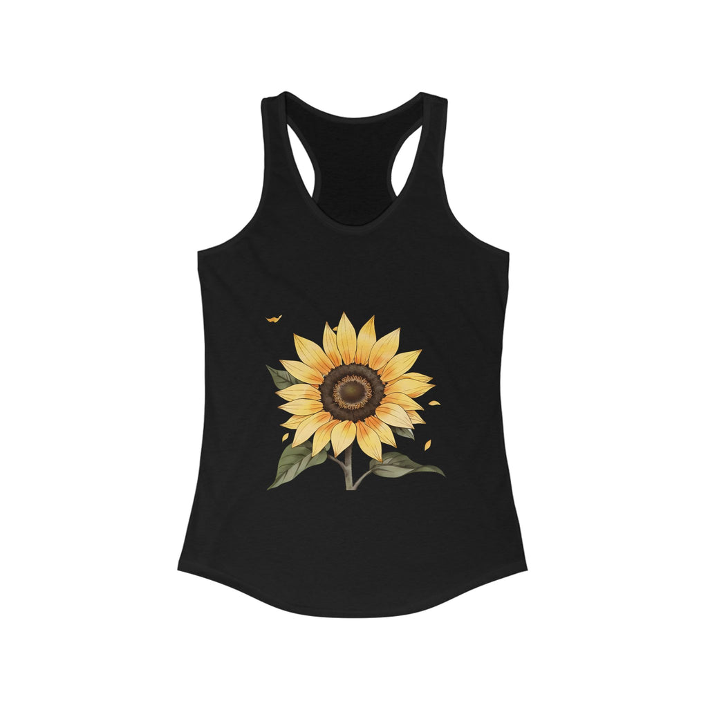 Sunflower Tank Top, Women's Racerback Tank, Floral Sleeveless Shirt, Summer Flower Camisole, Cute Woman's Top