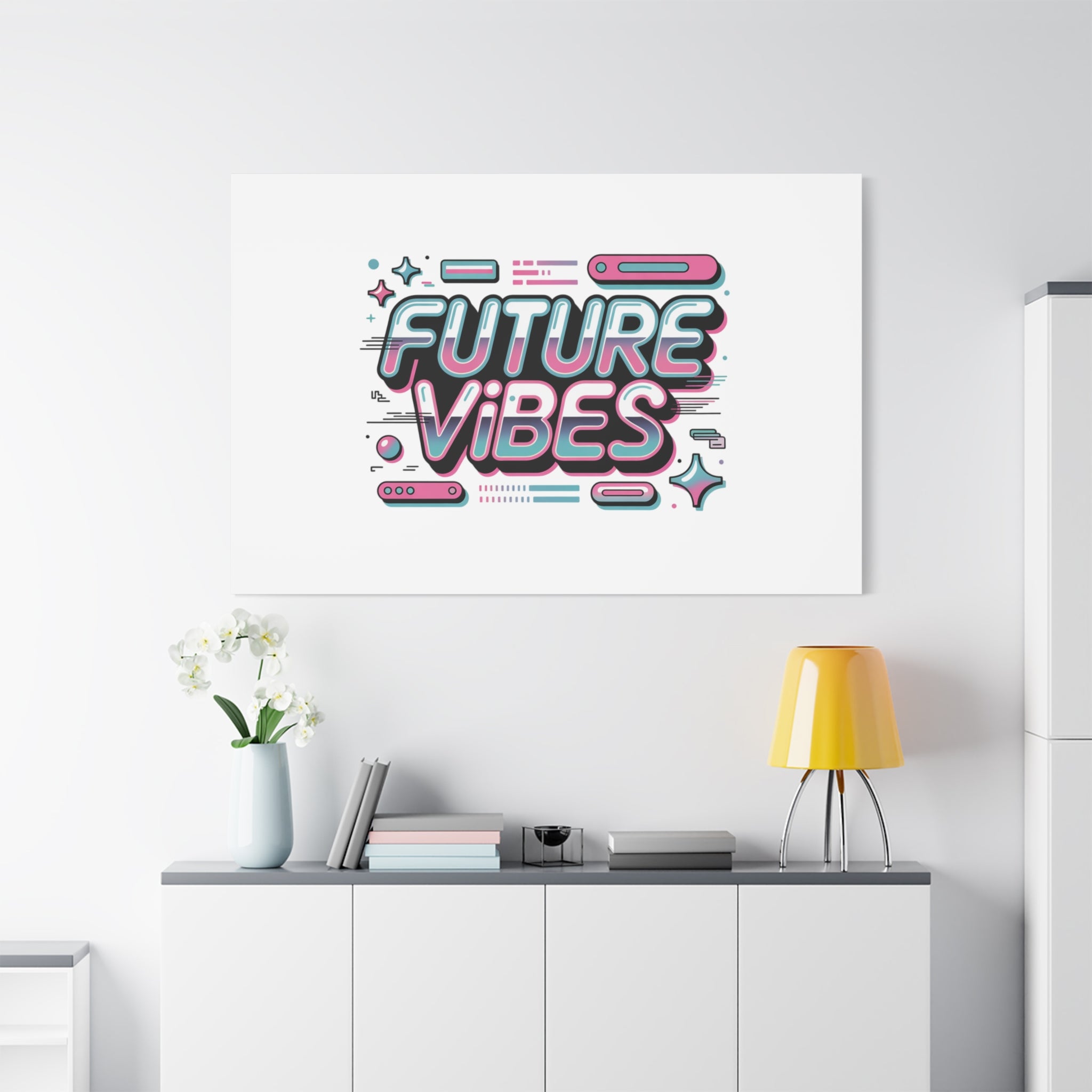 Future Vibes Canvas | Y2K Cyber Holo, Retro Tech Print