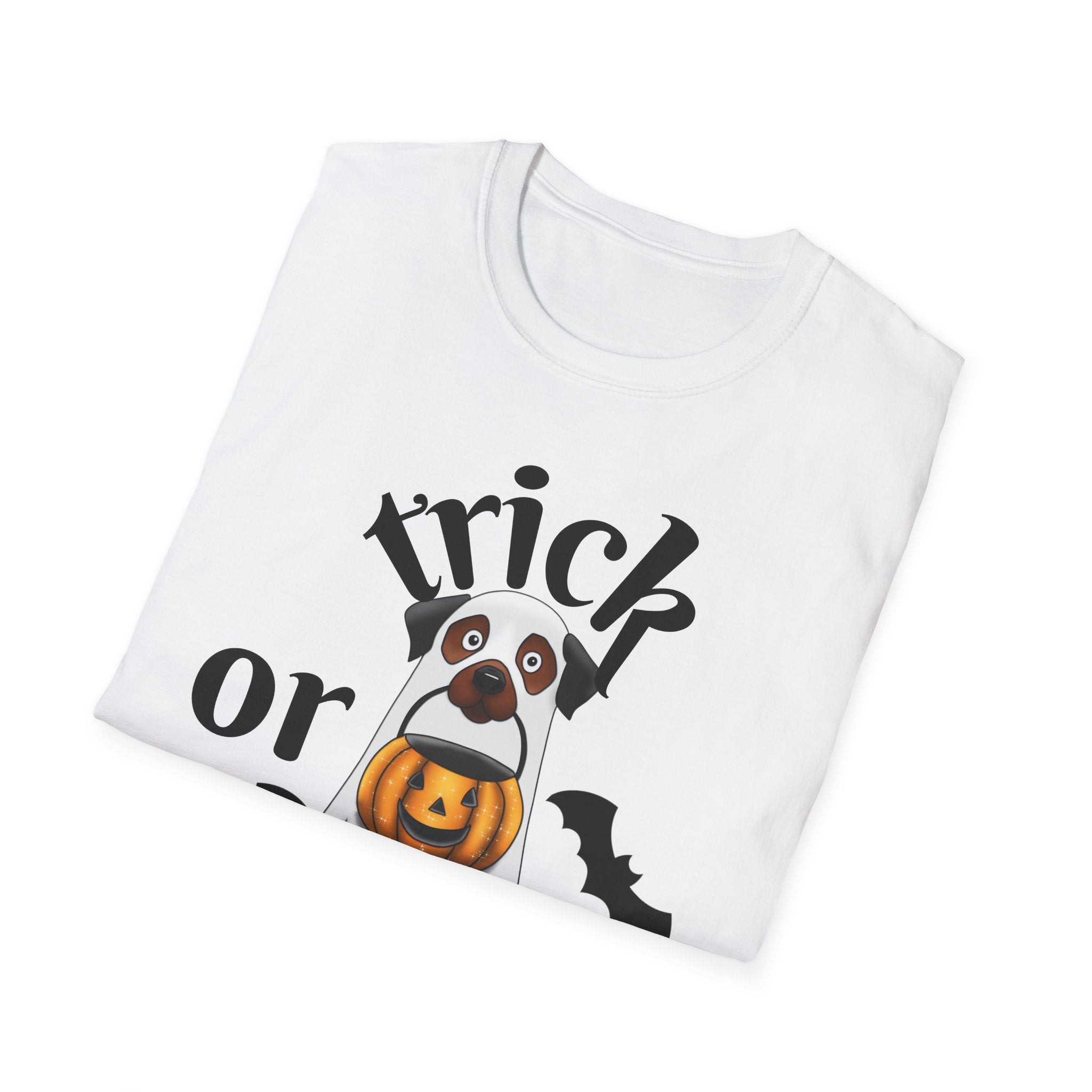 Halloween Puppy T-Shirt, Cute Trick or Treat Shirt, Unisex Dog Tee, Halloween Costume Top, Halloween Gift
