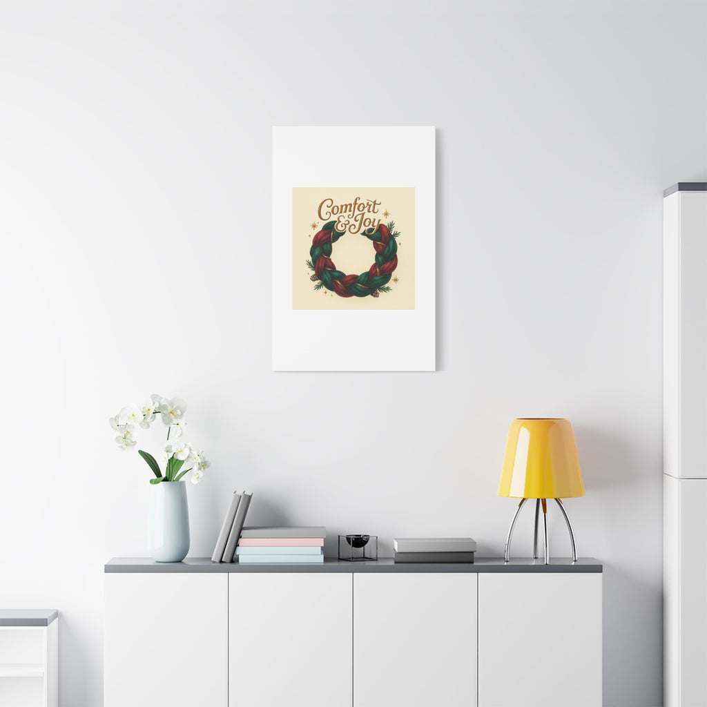Christmas Wreath Canvas - "Comfort & Joy" Holiday Wall Art