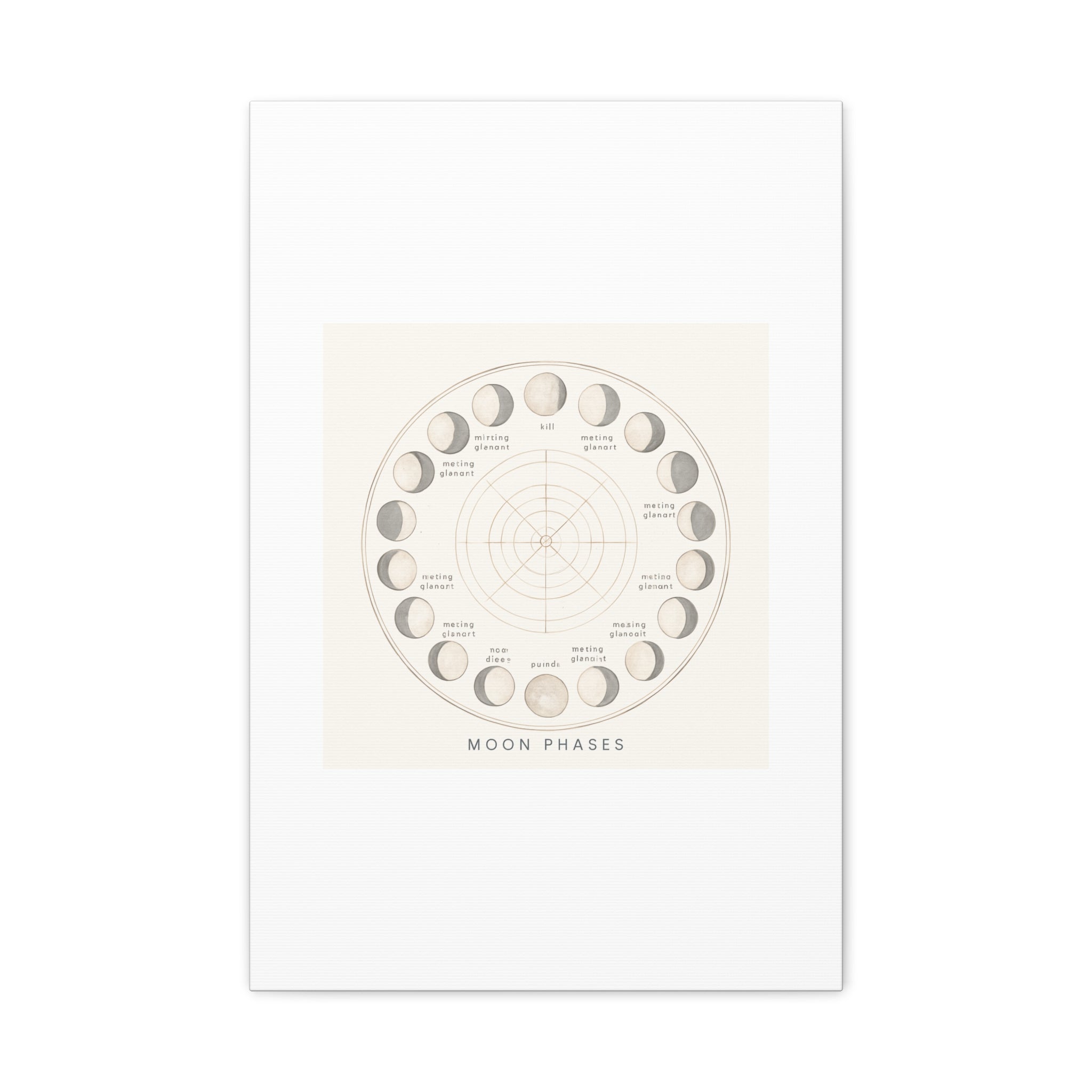 Moon Phases Canvas Print — Neutral Lunar Cycle Wall Art