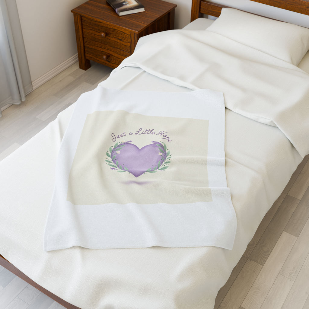 Just a Little Hope Heart, Velveteen Plush Blanket | Positive Micro-Optimism, Lavender