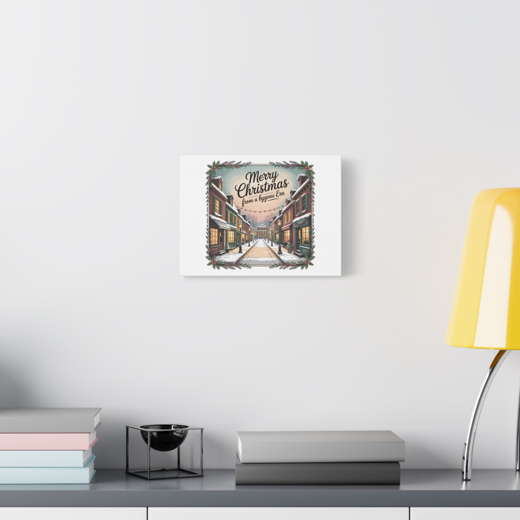 Merry Christmas Vintage Postcard Canvas | Retro Holiday Card Design
