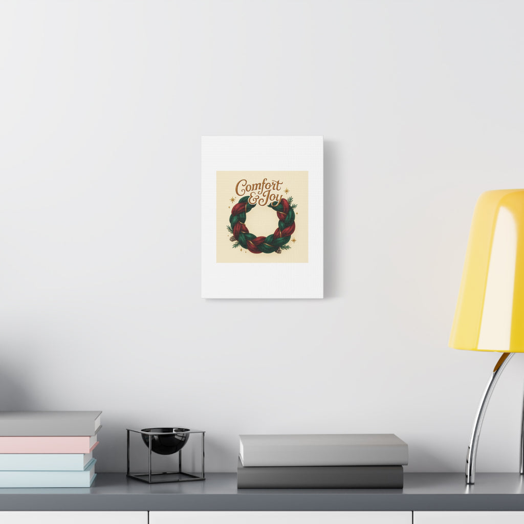 Christmas Wreath Canvas - "Comfort & Joy" Holiday Wall Art