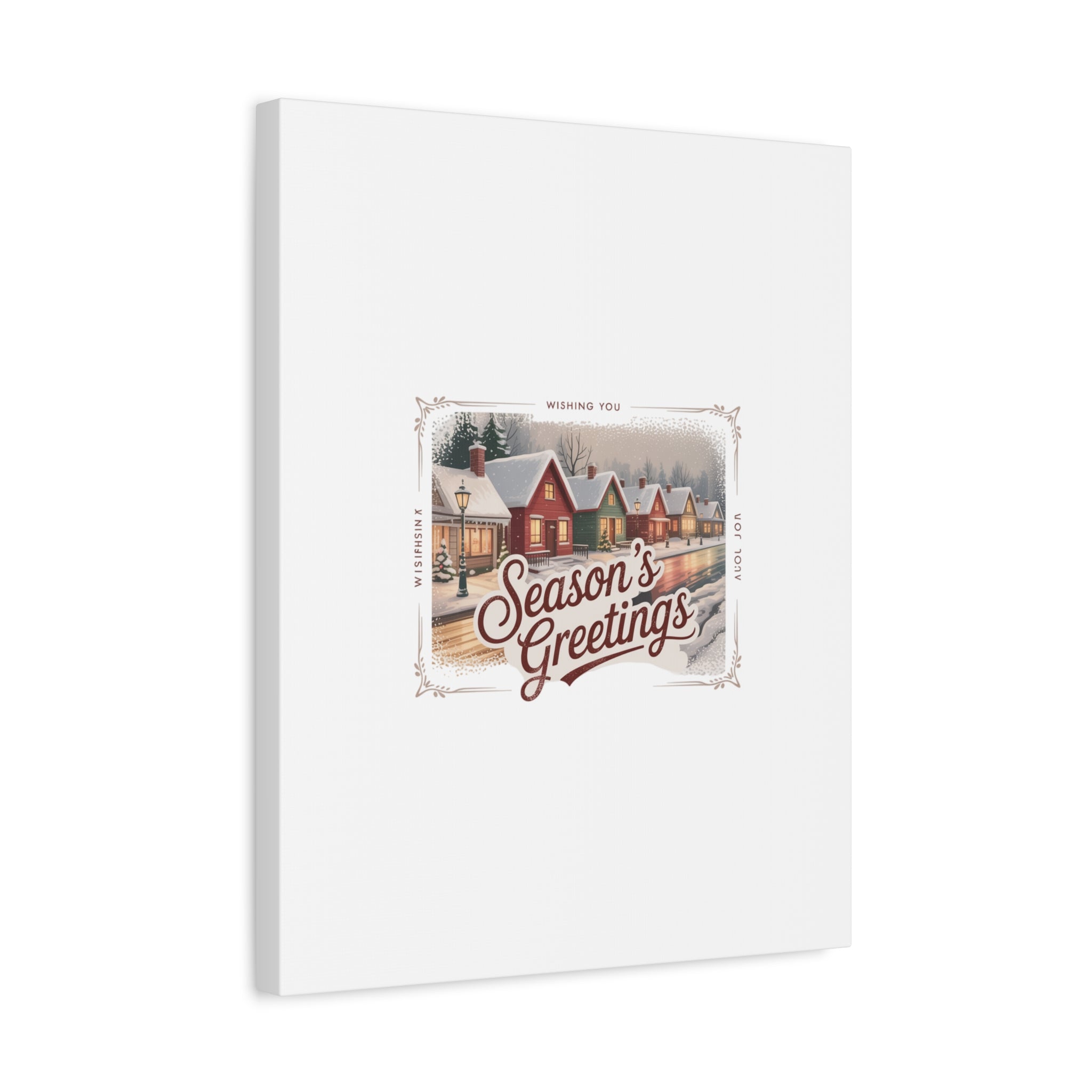 Season's Greetings Vintage Christmas Postcard Canvas | Retro Holiday Wall Art